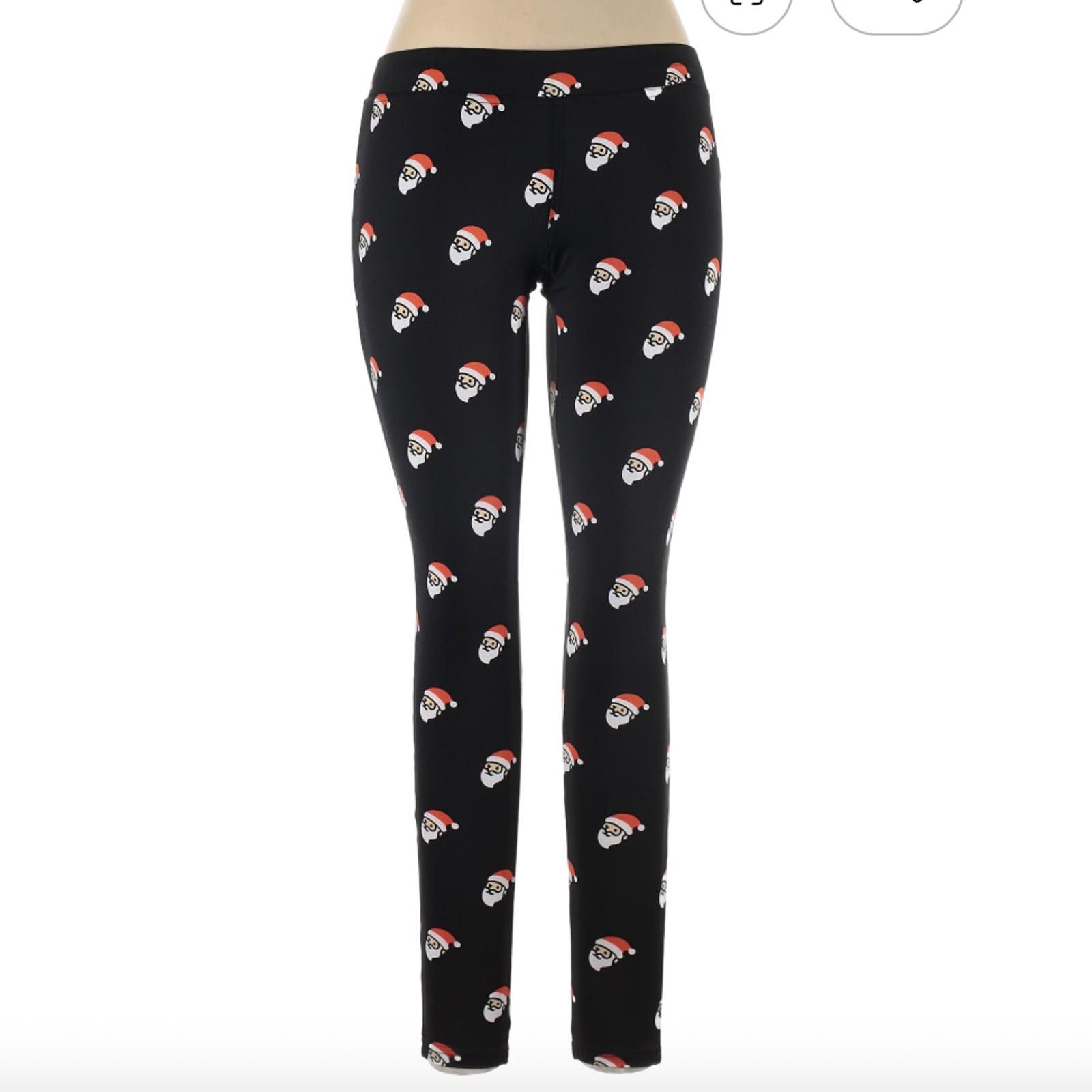 Tipsy Elves Tipsy Elves Black Santa Hat Leggings Size L Size 36" / US 14 / IT 50 - 1 Thumbnail