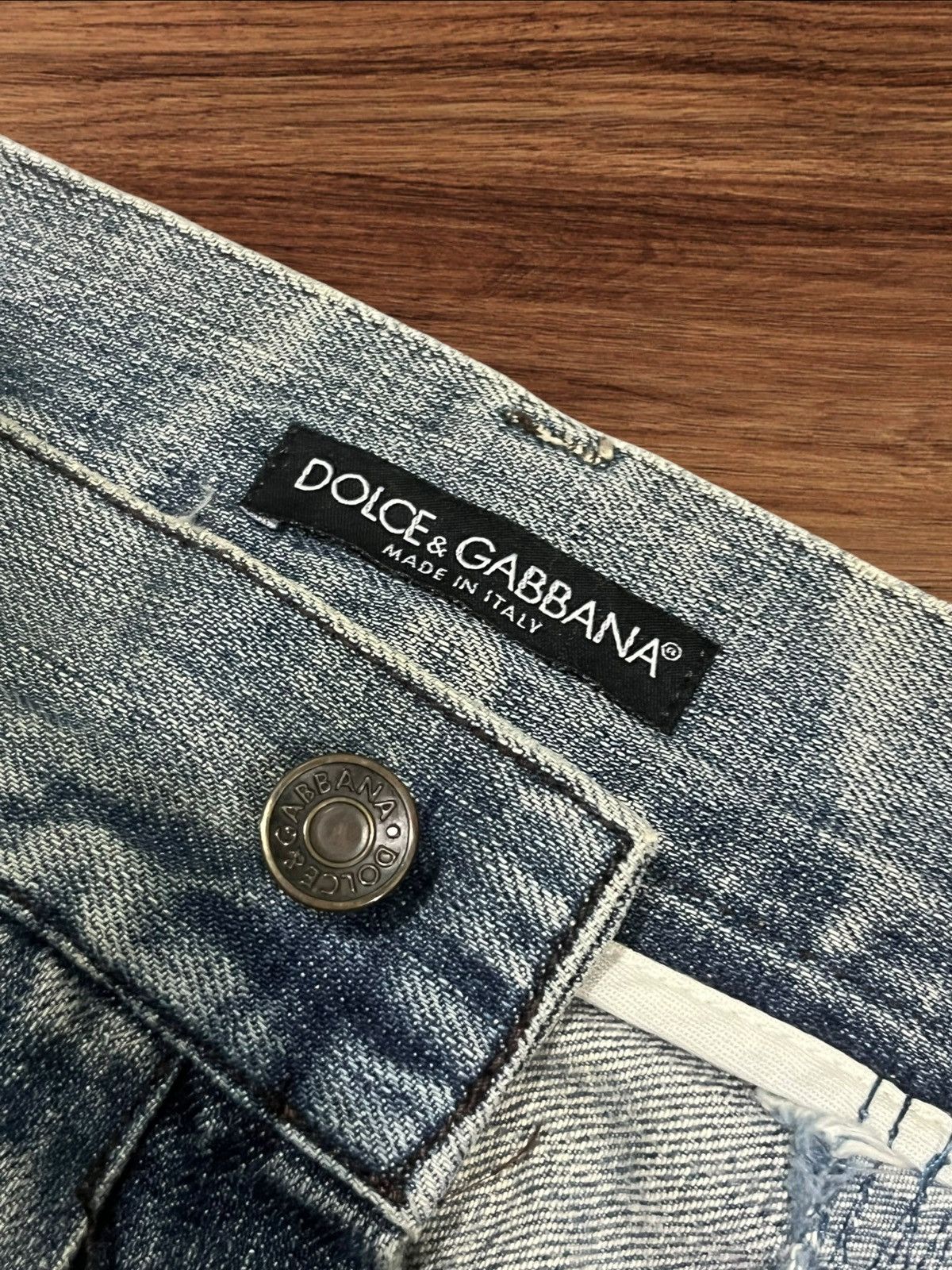 Dolce & Gabbana Y2K Dolce & Gabbana Distressed Sashiko Style Faded Blue Jean Size US 35 - 7 Thumbnail