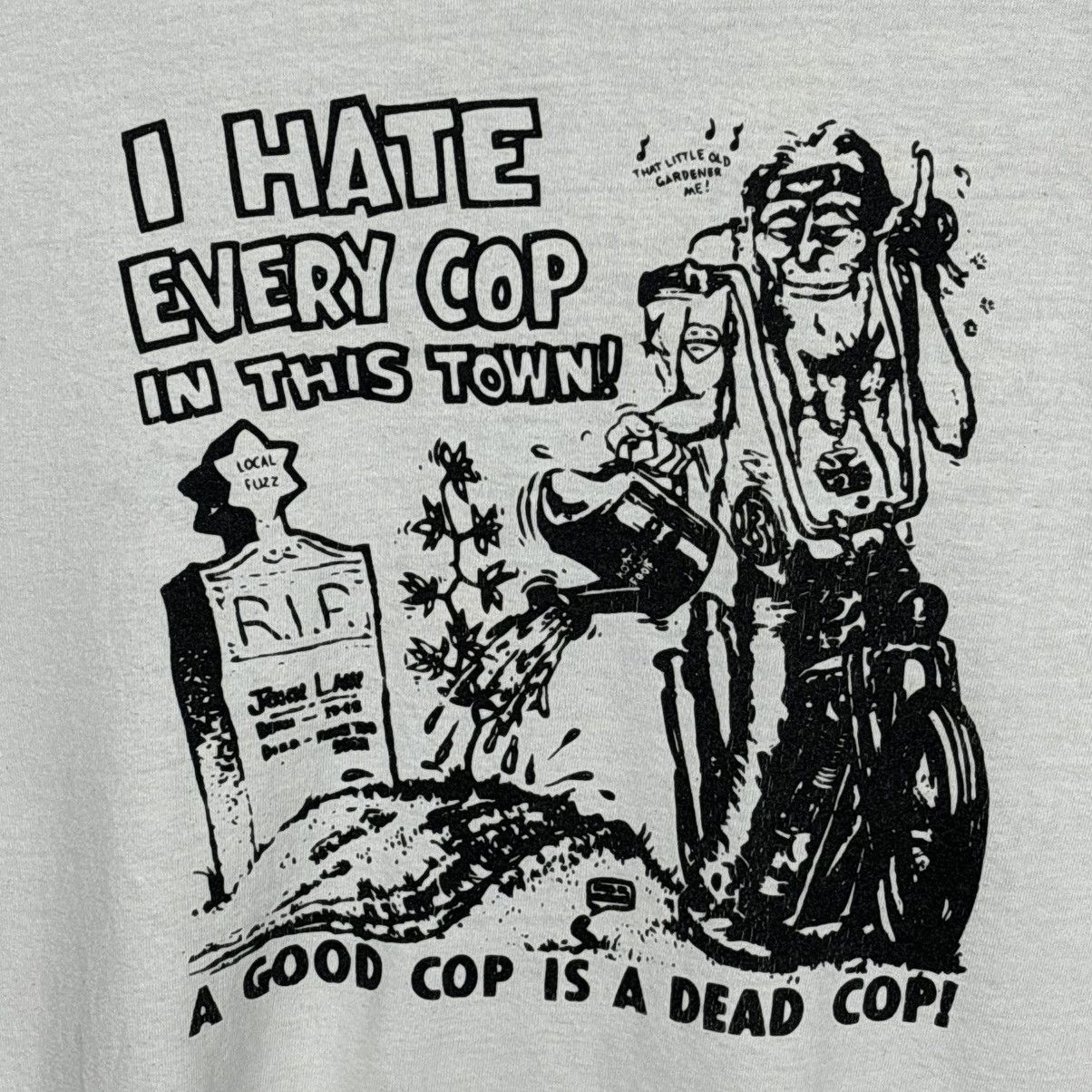 Vintage Gildan t-shirt i hate all cops white large vintage Size US L / EU 52-54 / 3 - 3 Thumbnail