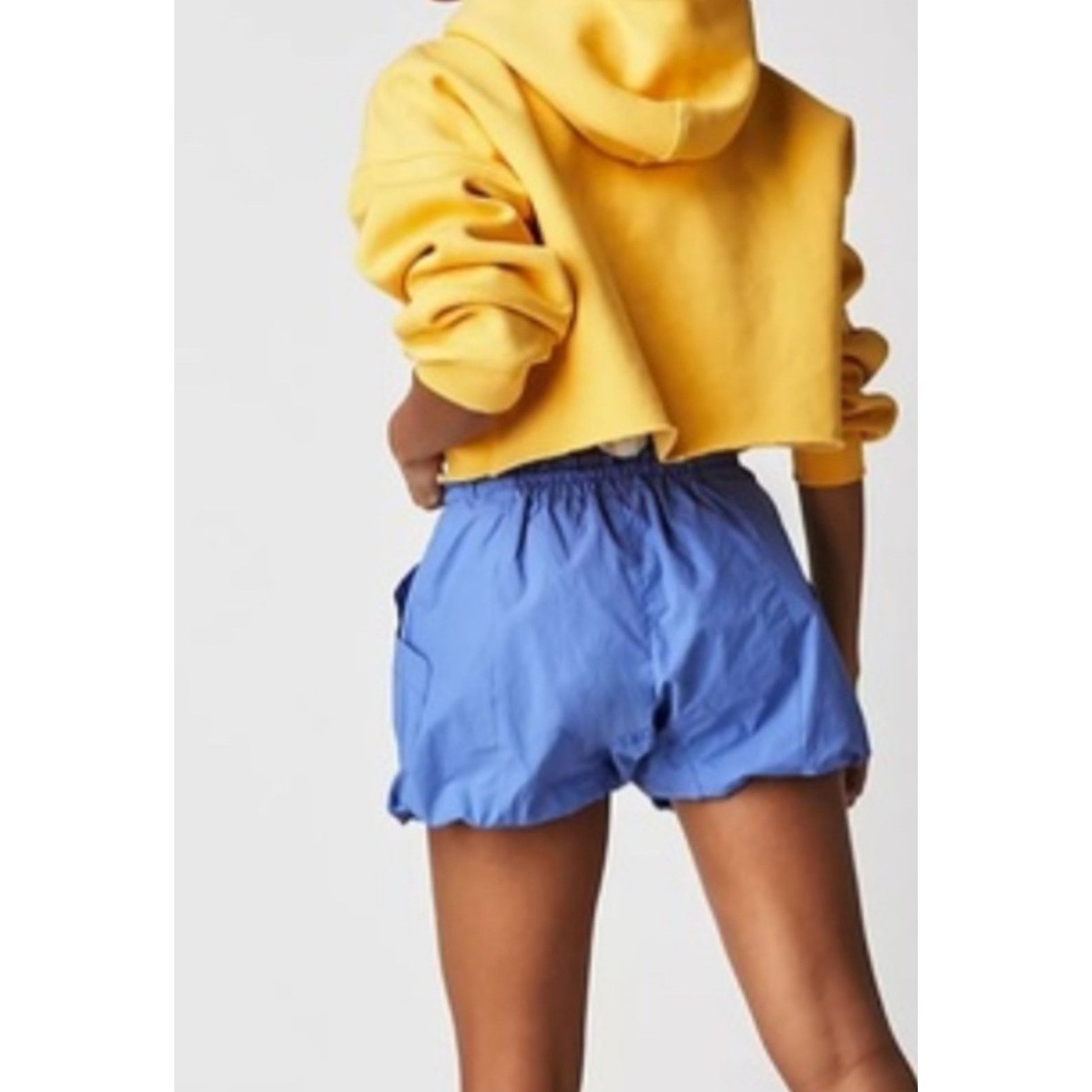 Free People NWT Camp Out Nylon Shorts $88 LARGE Blue Fizz BUBBLE-HEM Size 36" / US 14 / IT 50 - 2 Thumbnail