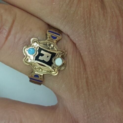 Other Antique Unisex 10k Pink Gold Enameled "R"Ring, 1800s Size ONE SIZE - 4 Thumbnail