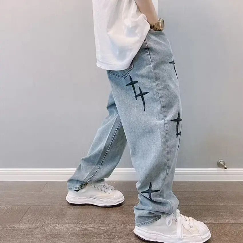 Designer × Japanese Brand STARS Embroidery Graphic y2k Straight Leg Denim Jeans Size US 30 / EU 46 - 3 Thumbnail