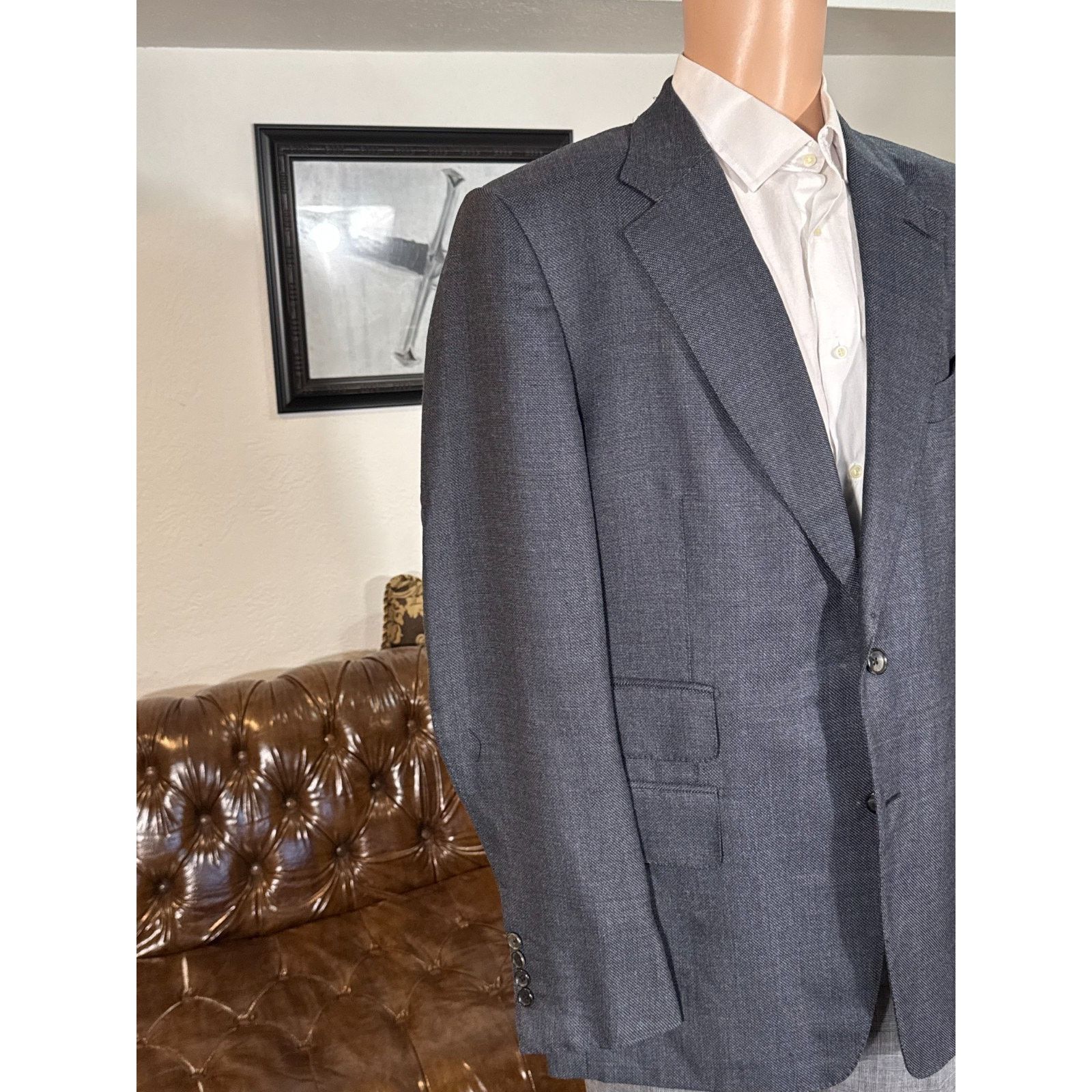 Tom Ford Tom Ford Charcoal Gray Steel Blue Woo Blazer (56R EU) 46R US Size 46L - 8 Thumbnail