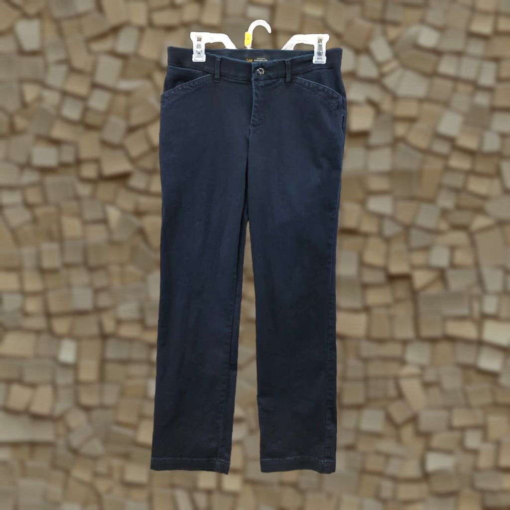 Lee Lee Jegging Pants Size 8 Womens Mid Rise Straight Leg Dark Wash Blue Button Flat Front Pockets Size 30" / US 8 / IT 44 - 1 Thumbnail