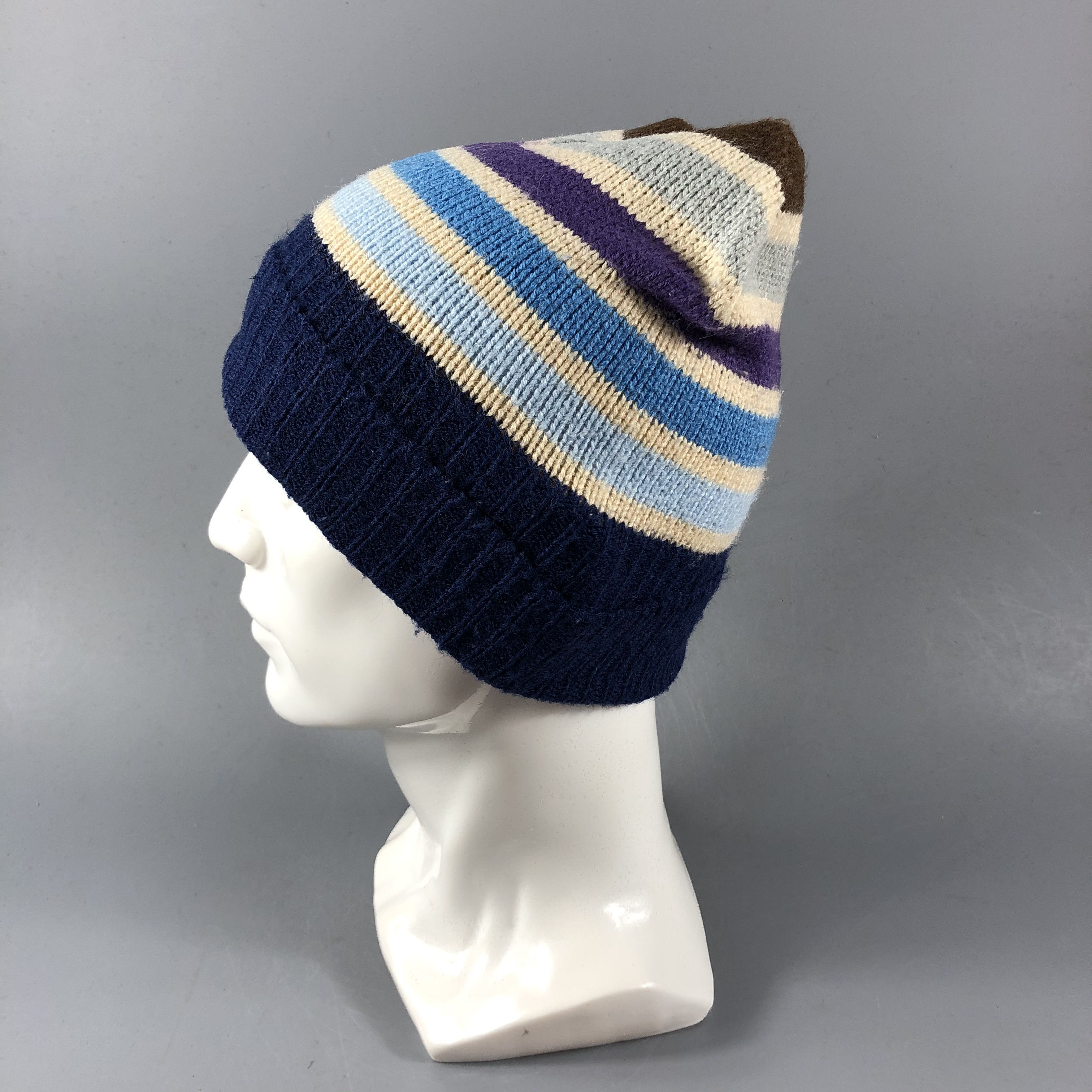 Vintage Unknown Striped Fisherman Beanie Snowcap Snow Hat B750 Size ONE SIZE - 2 Thumbnail