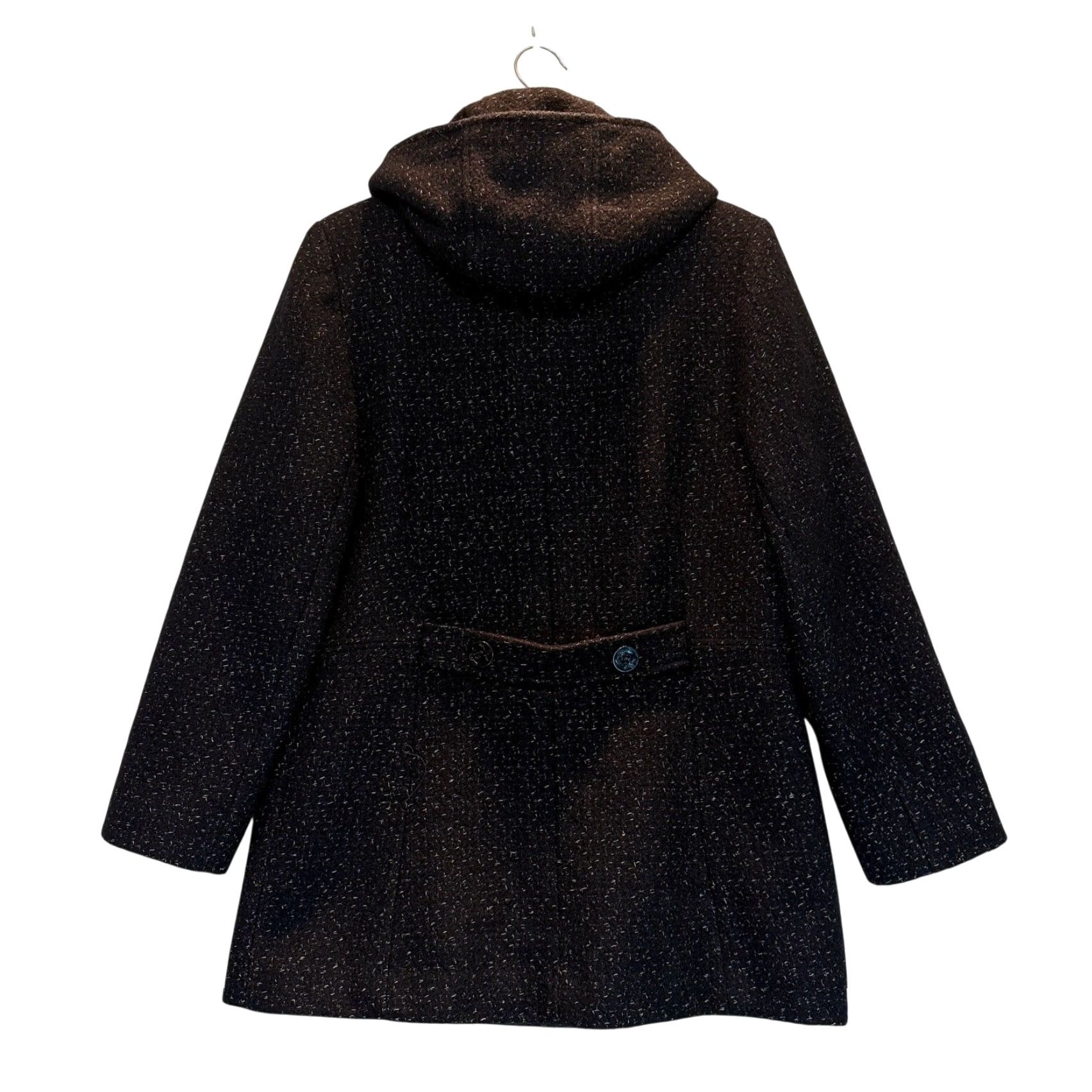 Vintage VINTAGE Jacket Womens Large Black Hooded Peacoat Double Breasted Winter Coat Size L / US 10 / IT 46 - 2 Thumbnail