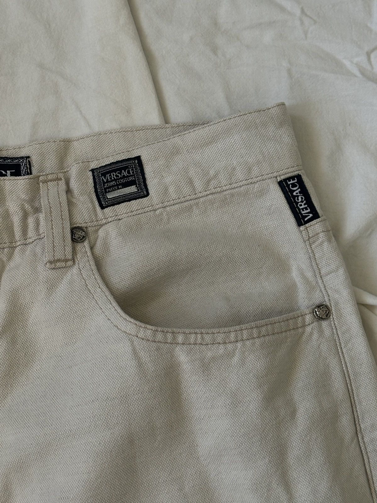 Versace Vintage Light Beige Cotton Linen Jeans Size US 32 / EU 48 - 8 Thumbnail