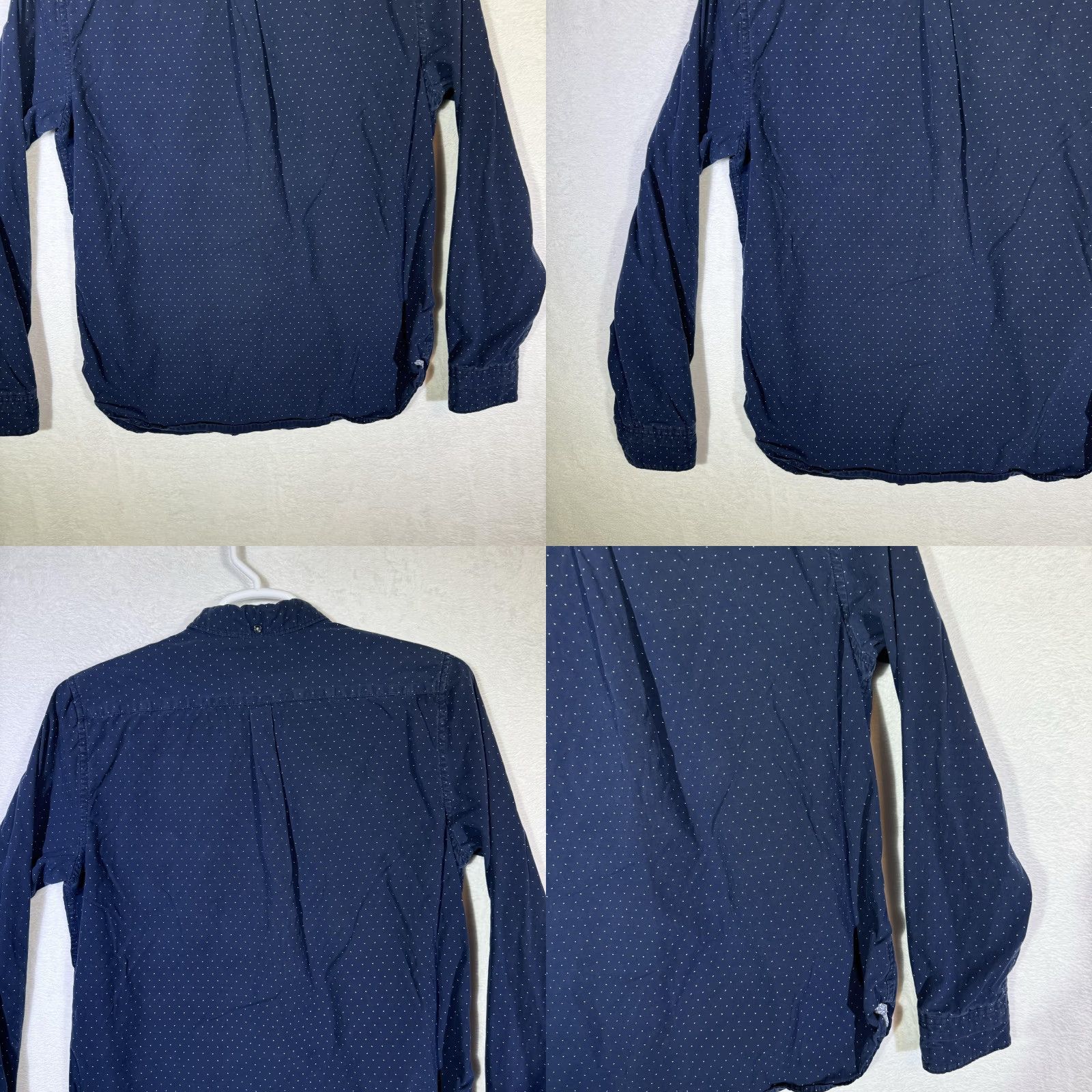 Vintage VINTAGE Cactus Man Shirt Mens Large Slim Fit Button-Down Long Sleeve Polka Dot Blue Dress Shirt Size 42R - 8 Thumbnail