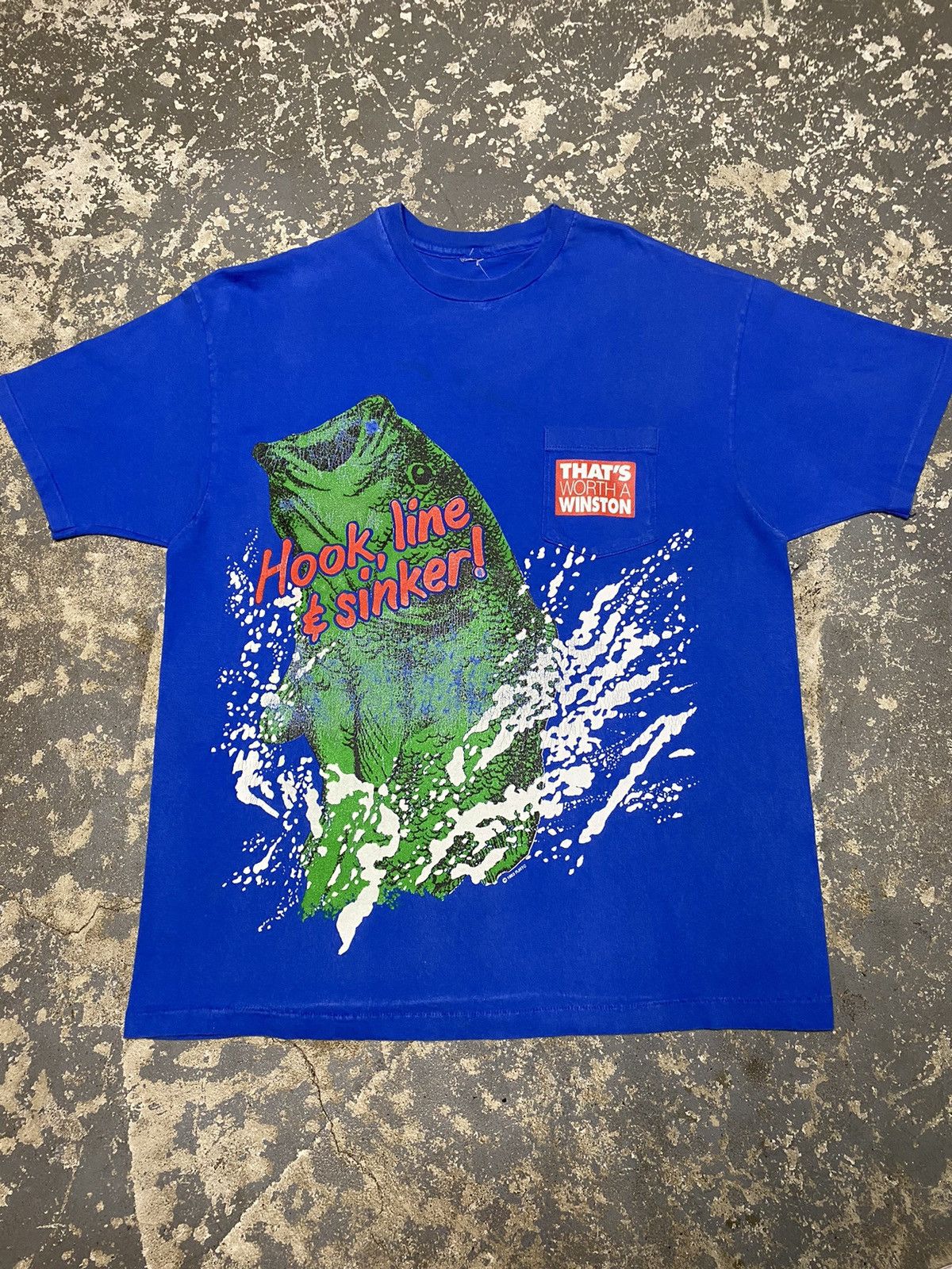 Vintage Vintage That’s Worth A Winston Hook Line Sinker 1993 Tshirt Size US XL / EU 56 / 4 - 1 Thumbnail