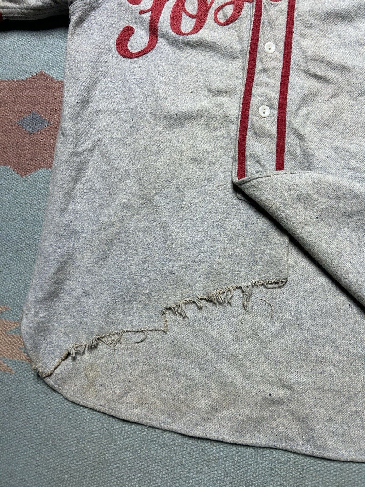 Vintage 1940 wool baseball uniform jersey grocery store chain stitch Size US L / EU 52-54 / 3 - 6 Thumbnail