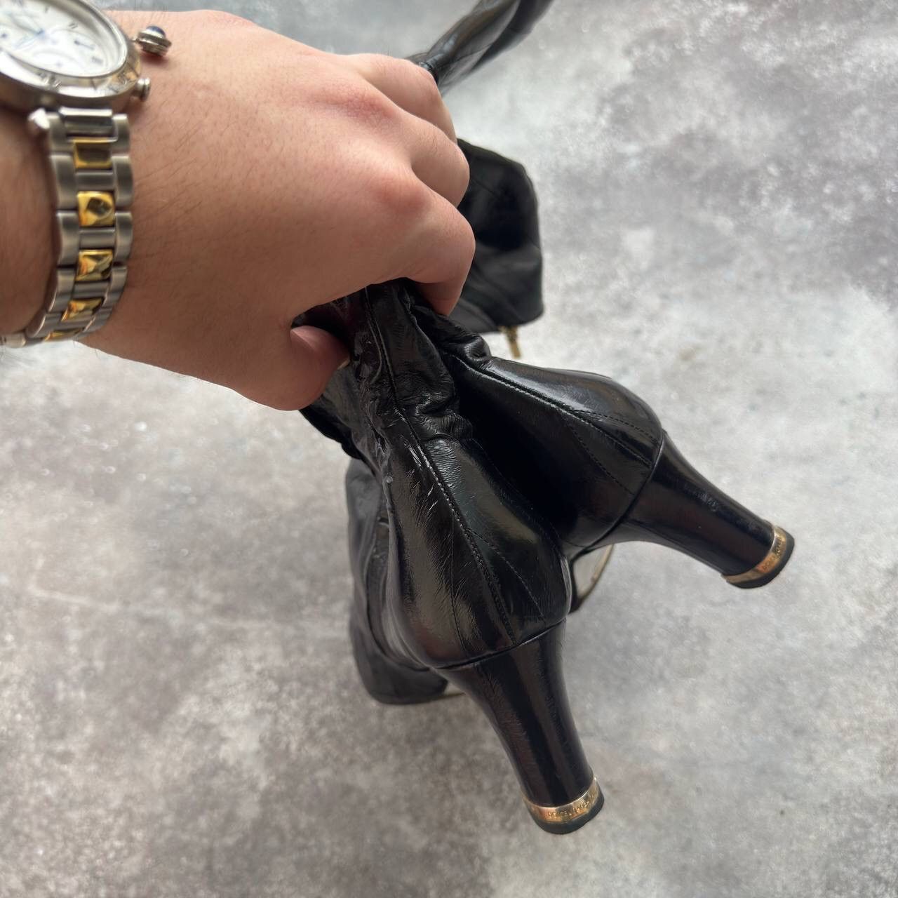 Dolce & Gabbana D&G Dolce & Gabbana Vintage Black Leather Knee High Boots Size US 11 / IT 41 - 12 Thumbnail