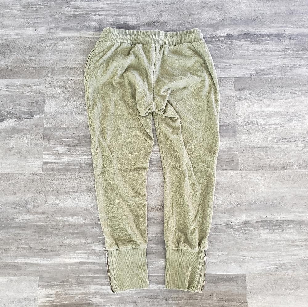 Designer Olive Zipper Detailed LA Hearts Cropped Sweats Size 28" / US 6 / IT 42 - 2 Thumbnail