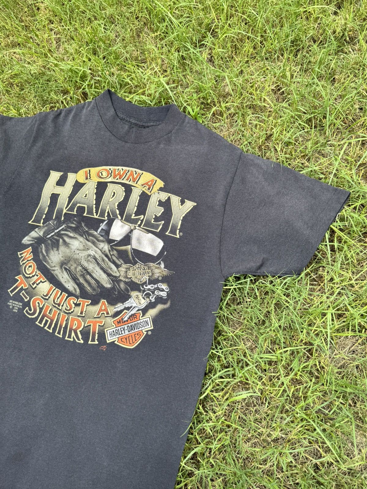 Harley Davidson VTG 3D Emblem "1991 Harley Davidson I OWN A HARLEY NOT Size US M / EU 48-50 / 2 - 4 Thumbnail