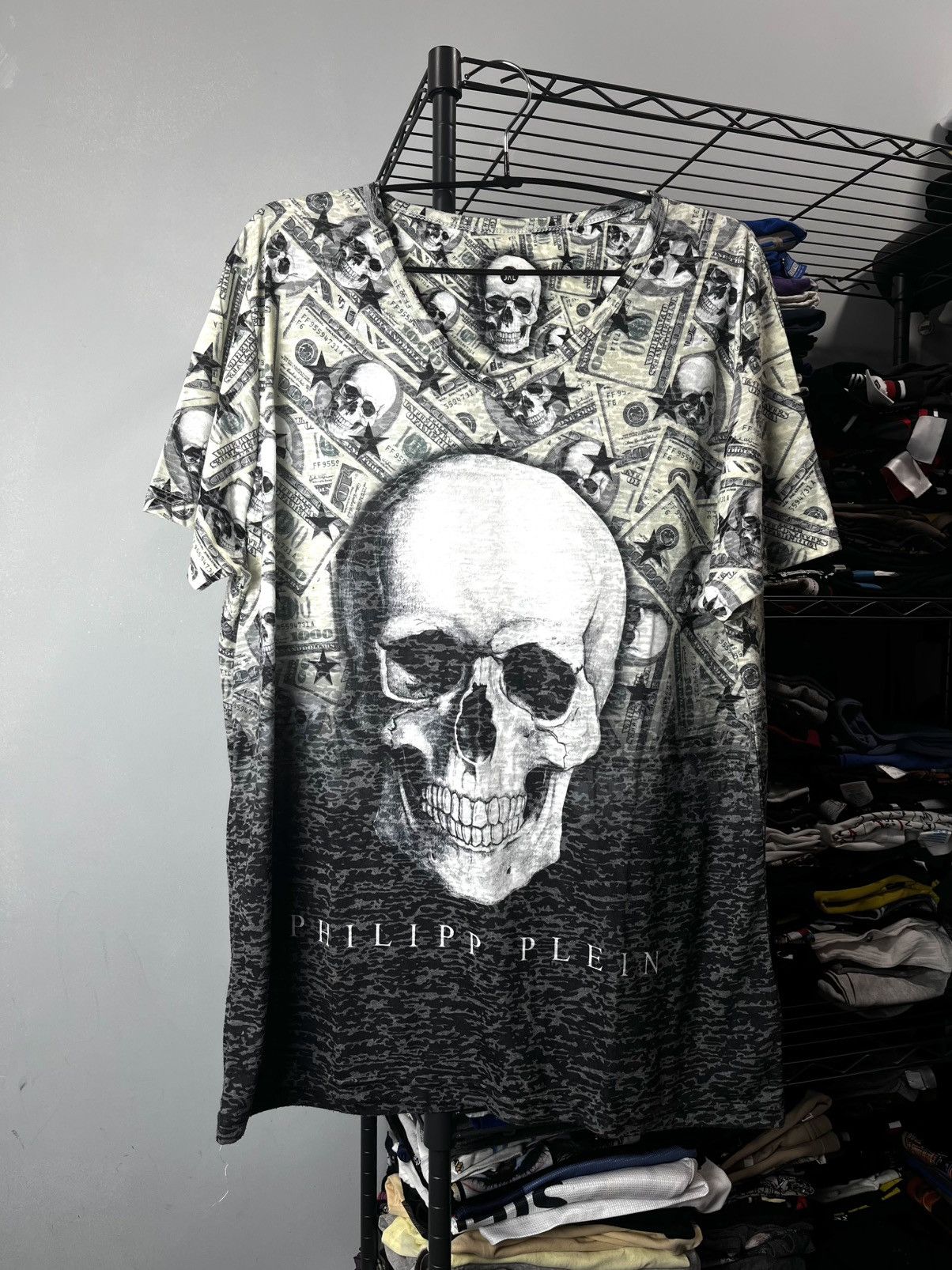 Philipp Plein Vintage Phillip Plein Full Money Skulls Print T Shirt Size US L / EU 52-54 / 3 - 1 Thumbnail