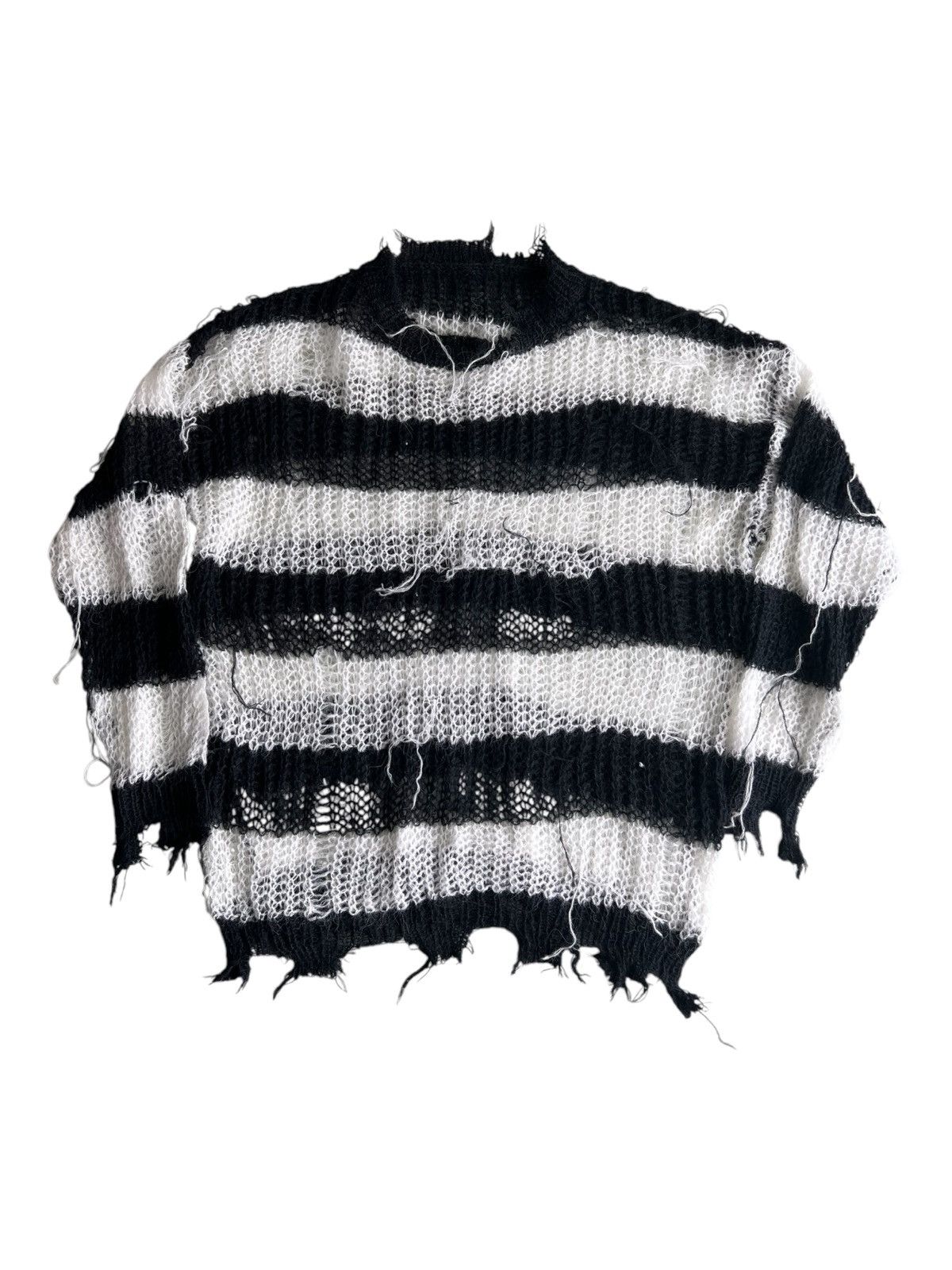 KMRii Vintage Kurt Cobain Distressed Striped Mohair Knit Sweater Size US L / EU 52-54 / 3 - 1 Thumbnail