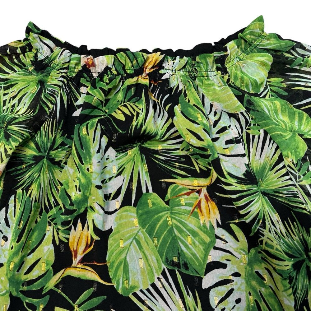 White House Black Market White House Black Market Off Shoulder Green Tropical Print Size S / US 4 / IT 40 - 9 Thumbnail