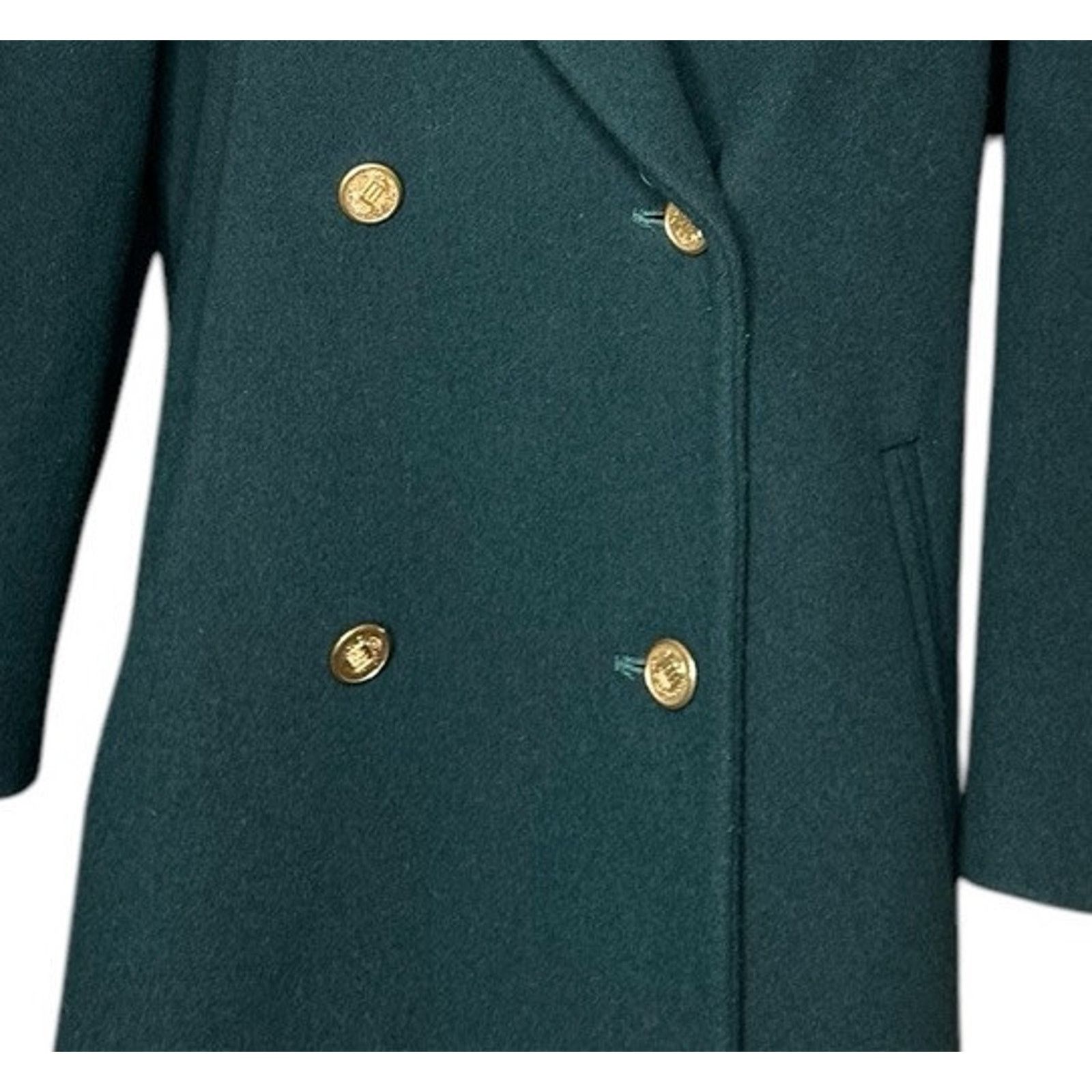 Other Vintage JG Hook Green Wool Pea Coat 100% Wool Gold Buttons Size M / US 6-8 / IT 42-44 - 3 Thumbnail