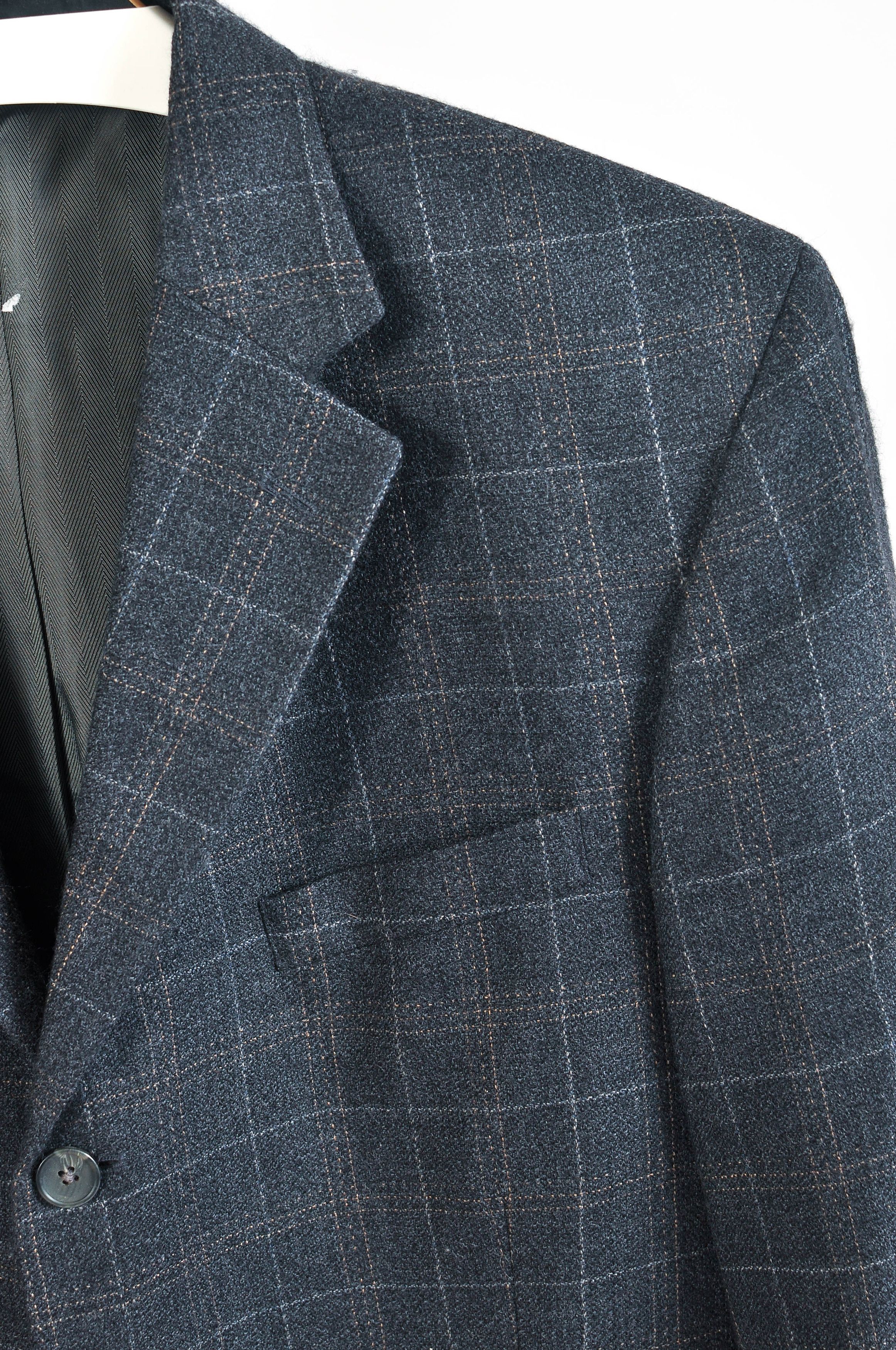 Geoffrey B. Small Vintage 90s Geoffrey Beene Wool Checkered Blazer Size 44R - 2 Thumbnail