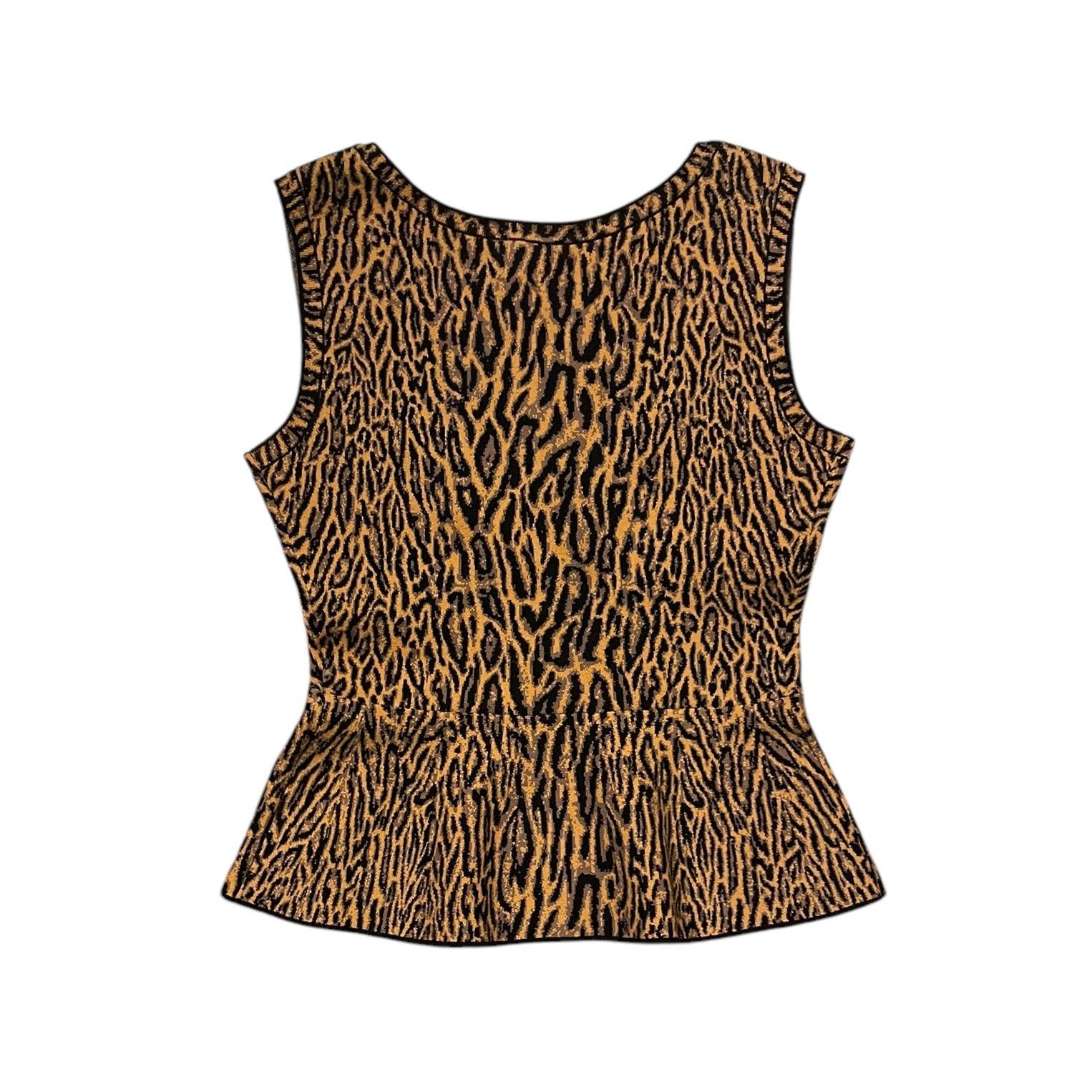 Bcbgmaxazria Vintage Y2K BCBG knit low-back leopard peplum top Size XXS Size XXS / US 00 / IT 34 - 1 Thumbnail