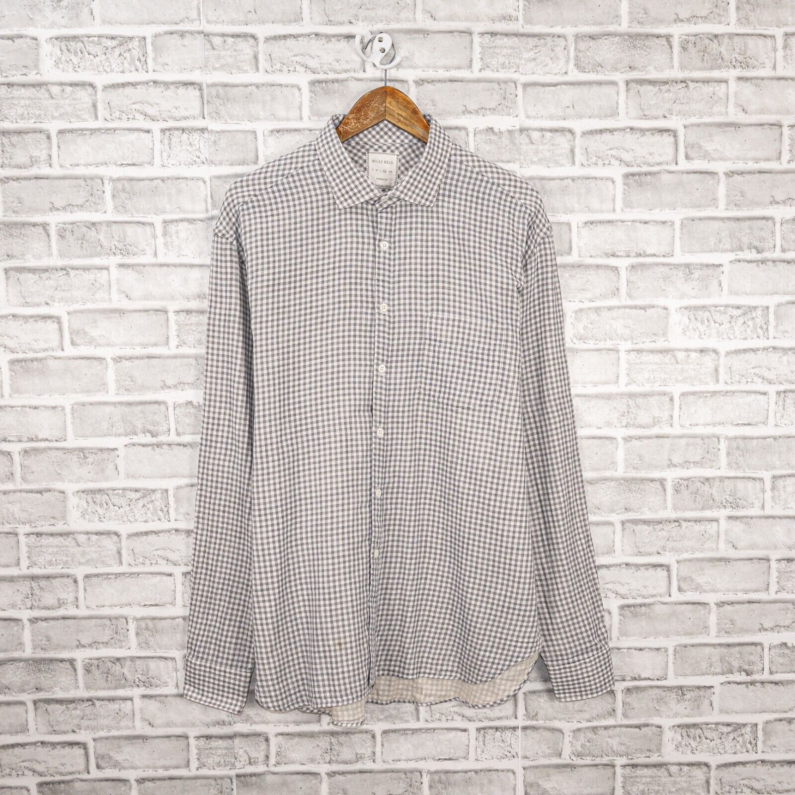 Billy Reid BILLY REID Standard Cut Button up Shirt in Gray Gingham Size US XL / EU 56 / 4 - 2 Thumbnail