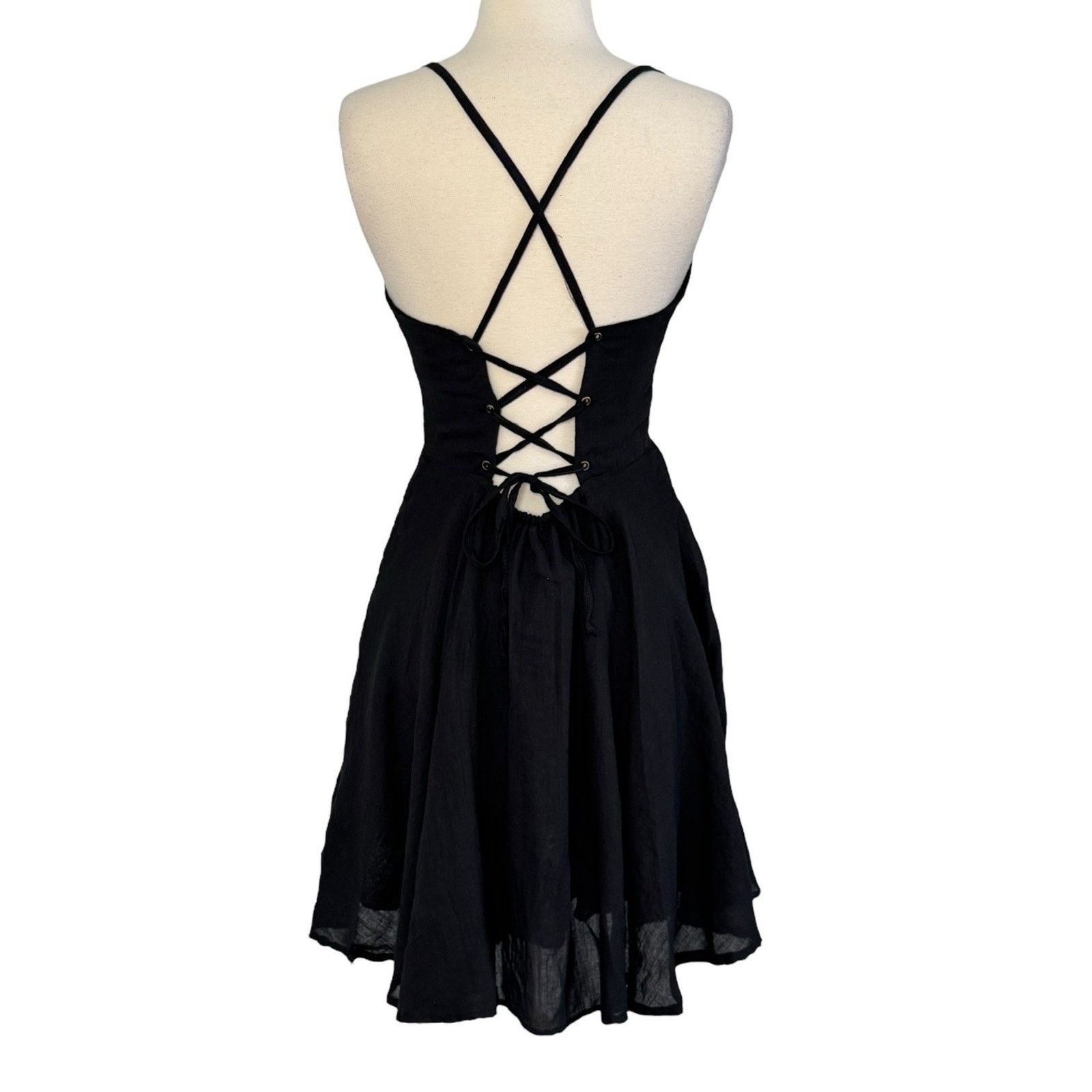 Other STELLA Lace Up Corset Mini Noni Dress Black Layered Ruffled Size ONE SIZE - 9 Thumbnail