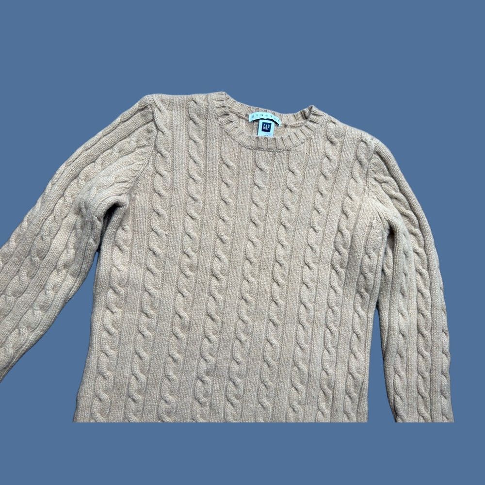Gap GAP VINTAGE Y2K Lambswool Stretch Cable Knit Sweater Camel Tan Size M Brown Women Pullover Crew Neck 90s Classic Preppy Vintage Size M / US 6-8 / IT 42-44 - 1 Thumbnail
