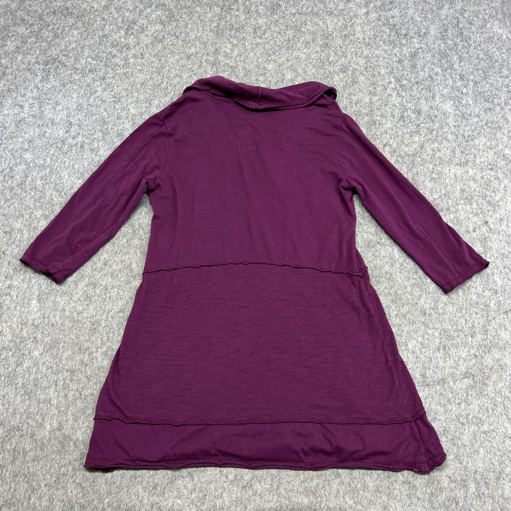 Vintage Neon Buddha Womens XS Purple Cowl Neck 3/4 Sleeve Tunic Top Pockets Shirt Blouse Dressy Casual Knit Jersey Knit Tunic Shirt Size XS / US 0-2 / IT 36-38 - 2 Thumbnail