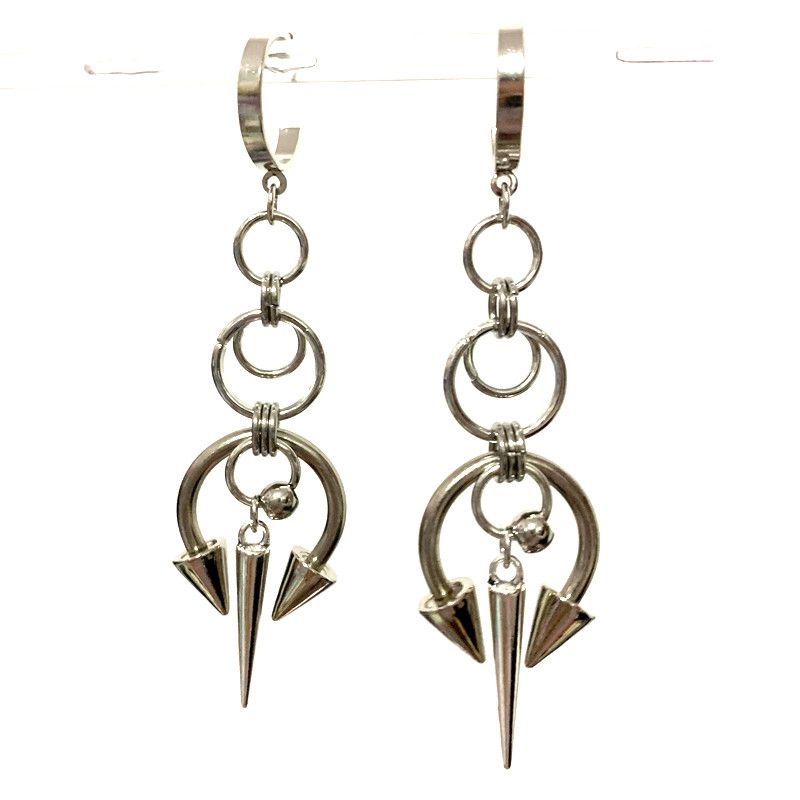 Jewelry Chains Stitched Rivet Goth Charms Earrings Size ONE SIZE - 1 Thumbnail