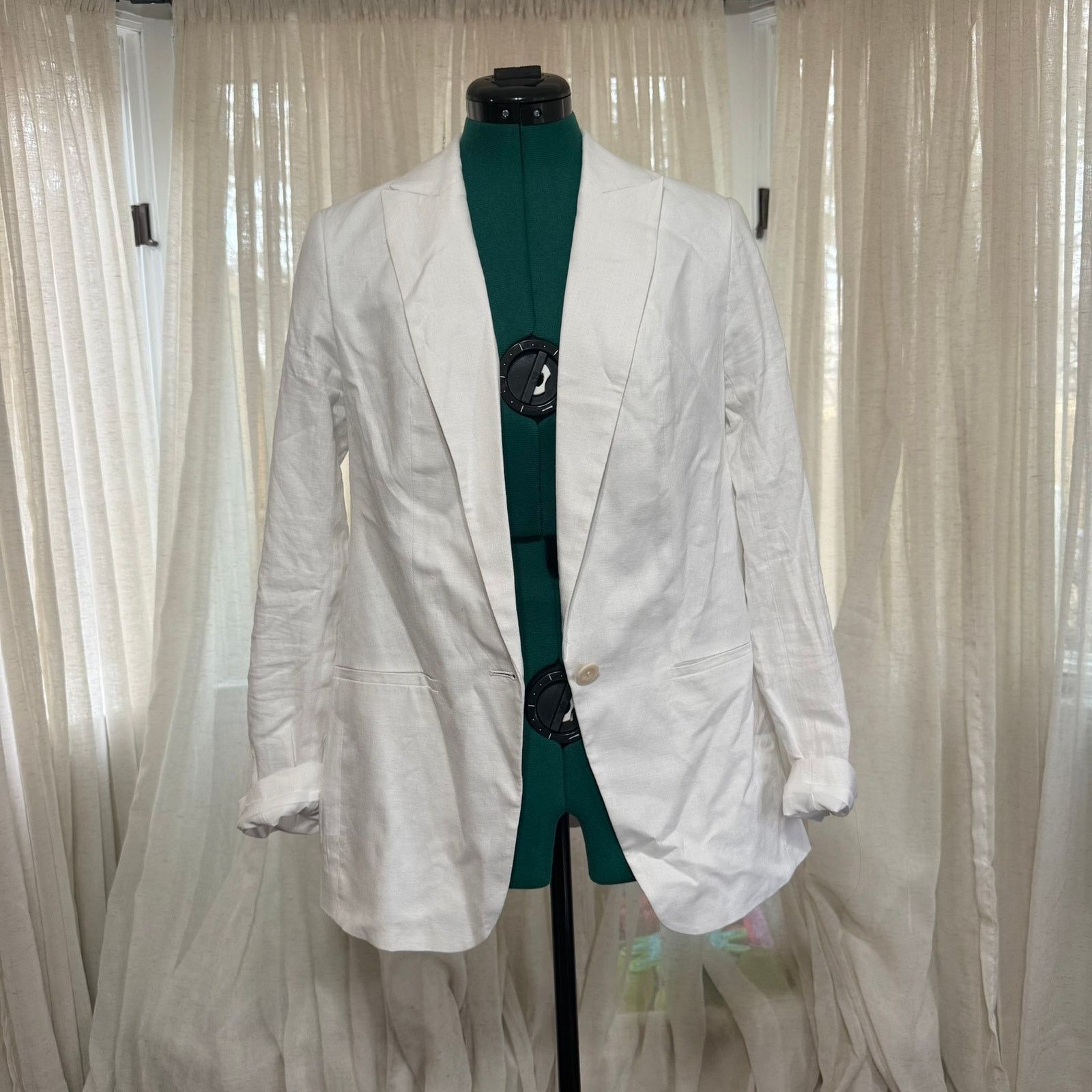 Express Express White Linen Blend Blazer | Sz S Size S / US 4 / IT 40 - 2 Thumbnail