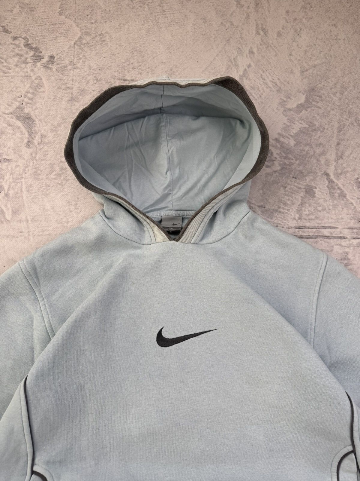 Nike × Vintage NIKE BABY BLUE VINTAGE CENTER LOGO OVERSIZE BOXY HOODIE Size US M / EU 48-50 / 2 - 2 Thumbnail