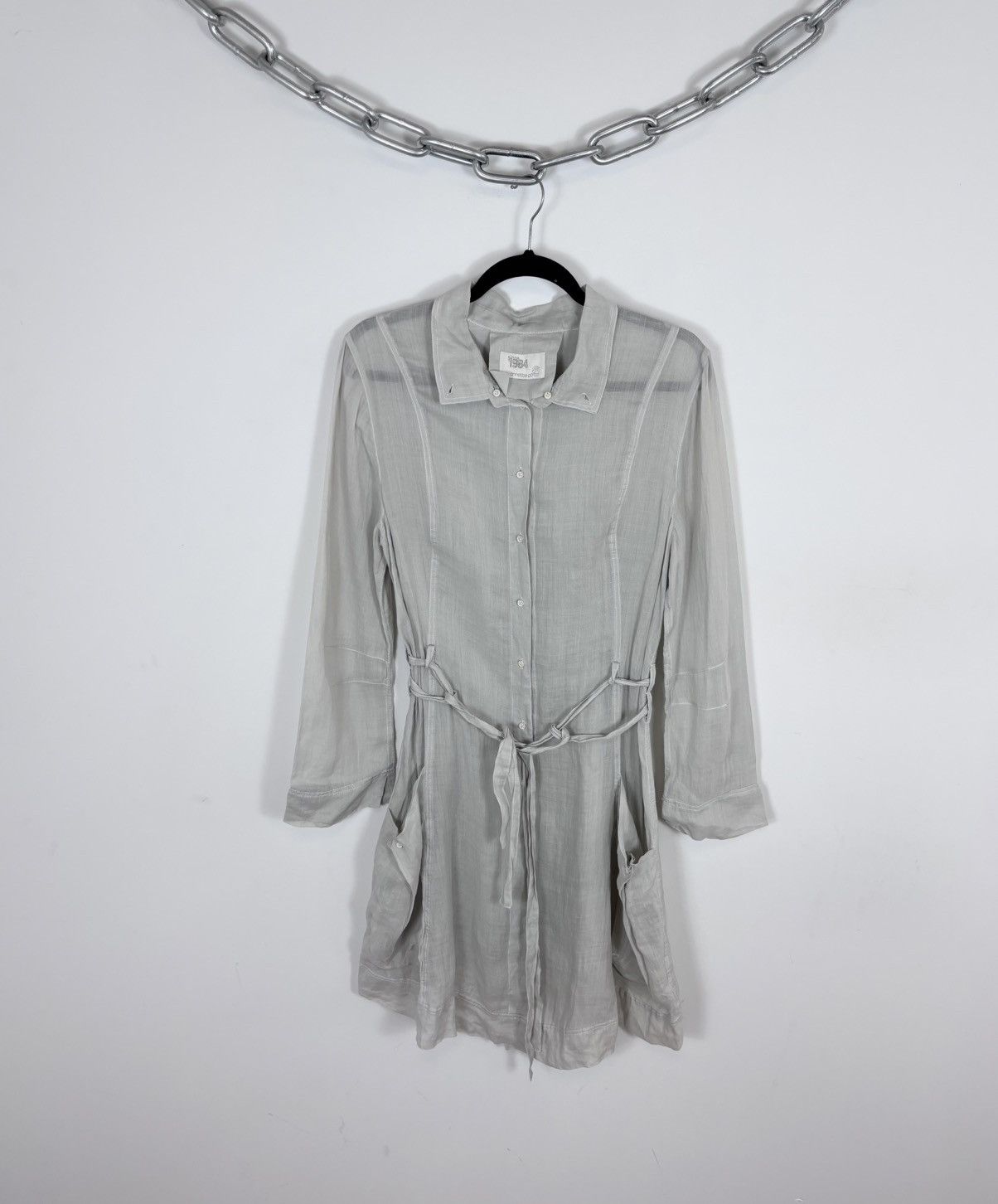 Annette Gortz Annette Gortz Women’s Ramie Grey Belted Shirt Dress Size S / US 4 / IT 40 - 1 Thumbnail