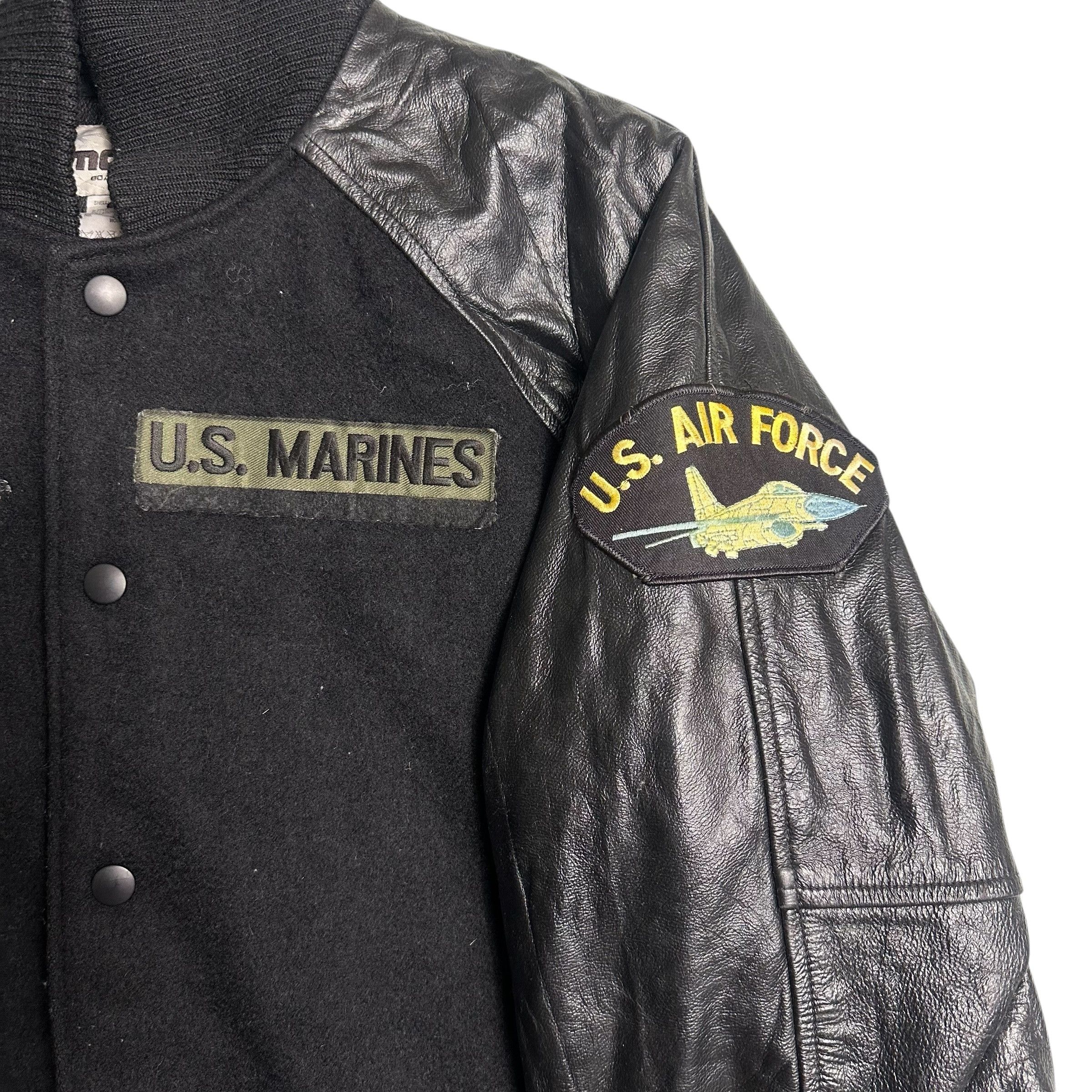 Genuine Leather 🔥RARE🔥Vintage Military Sleeve Leather Wool Varsity Jacket Size US L / EU 52-54 / 3 - 6 Thumbnail