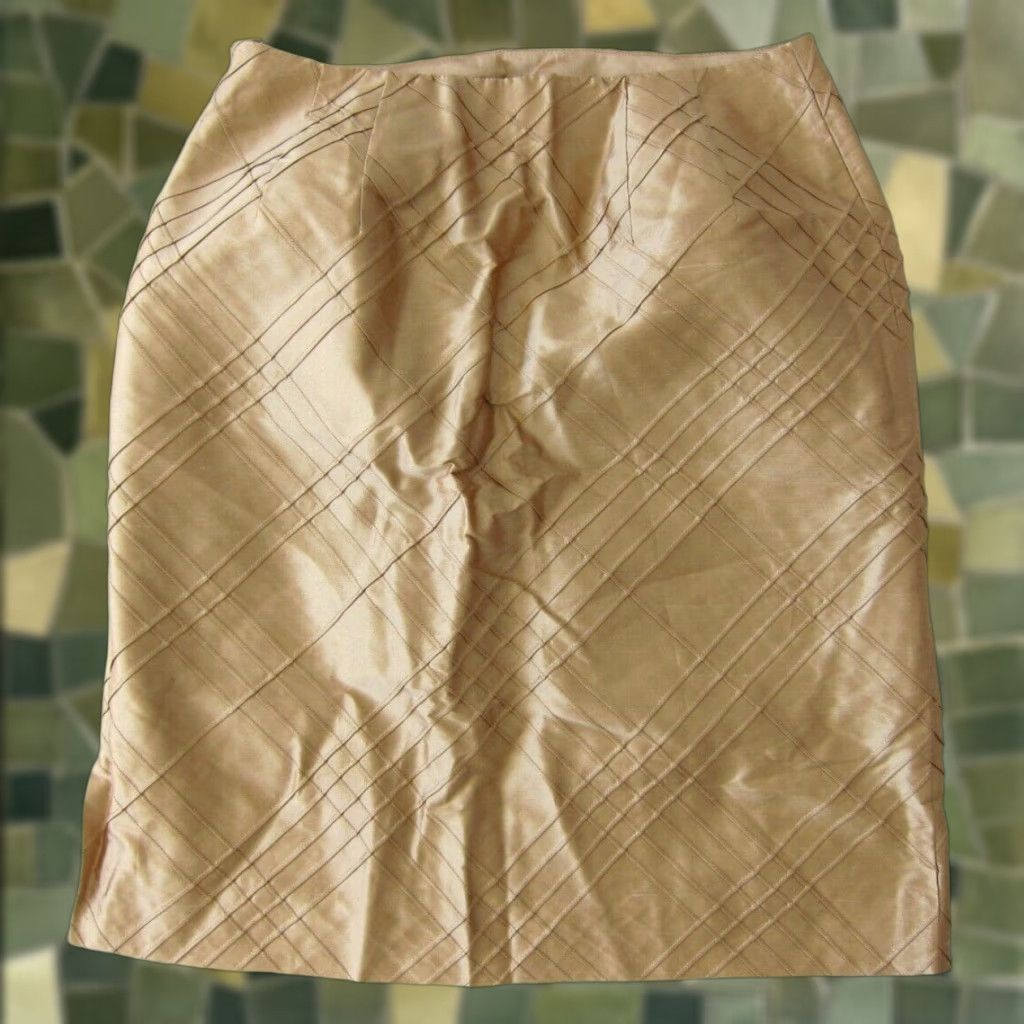Talbots Talbots Skirt 6P 100% Silk Brown Knee Length Pencil Office Women Petite Brown Stitched Straight 6P Mens? Size 28" / US 6 / IT 42 - 1 Thumbnail