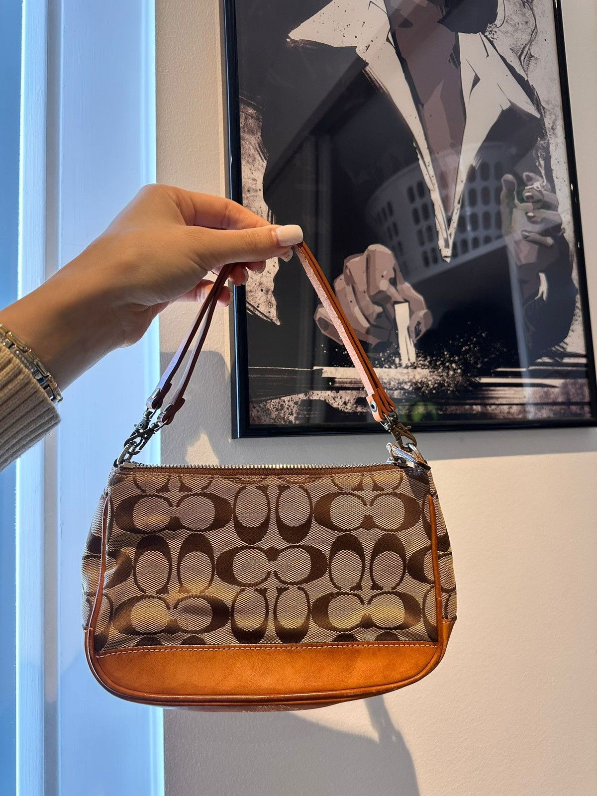 Coach Coach Signature Brown Leather Trim Wristlet Size ONE SIZE - 1 Thumbnail