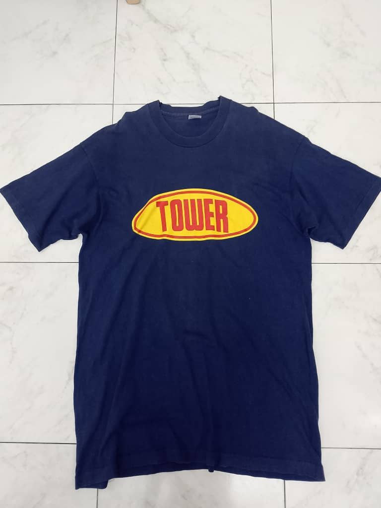 Band Tees VINTAGE 90s TOWER RECORD TEE OLD LABELS MUSIC Size US XL / EU 56 / 4 - 1 Thumbnail