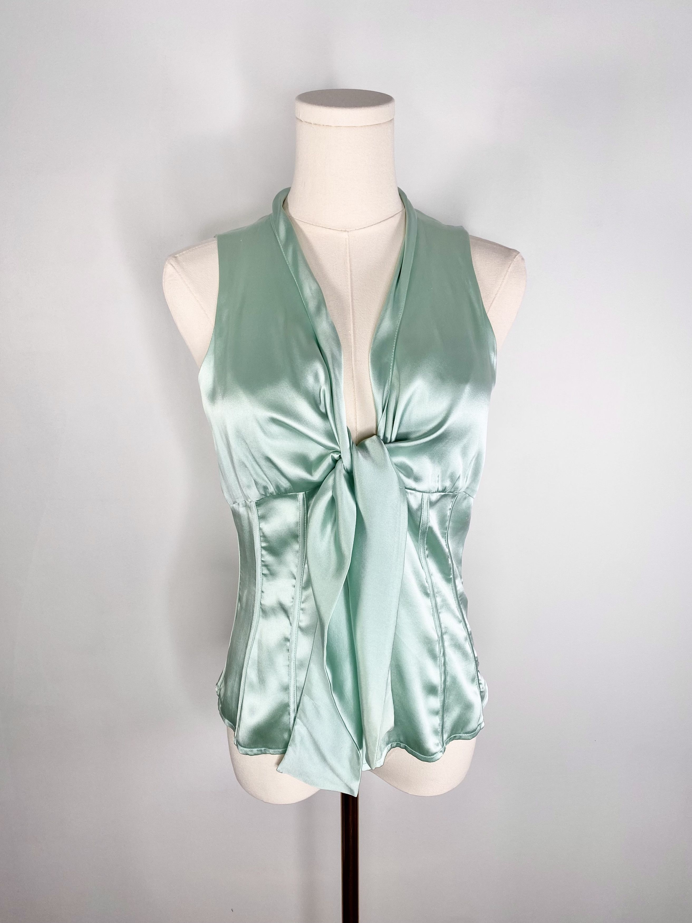 Adolfo Dominguez Adolfo Dominguez - Silk turquoise ribbon blouse Size XS / US 0-2 / IT 36-38 - 5 Thumbnail