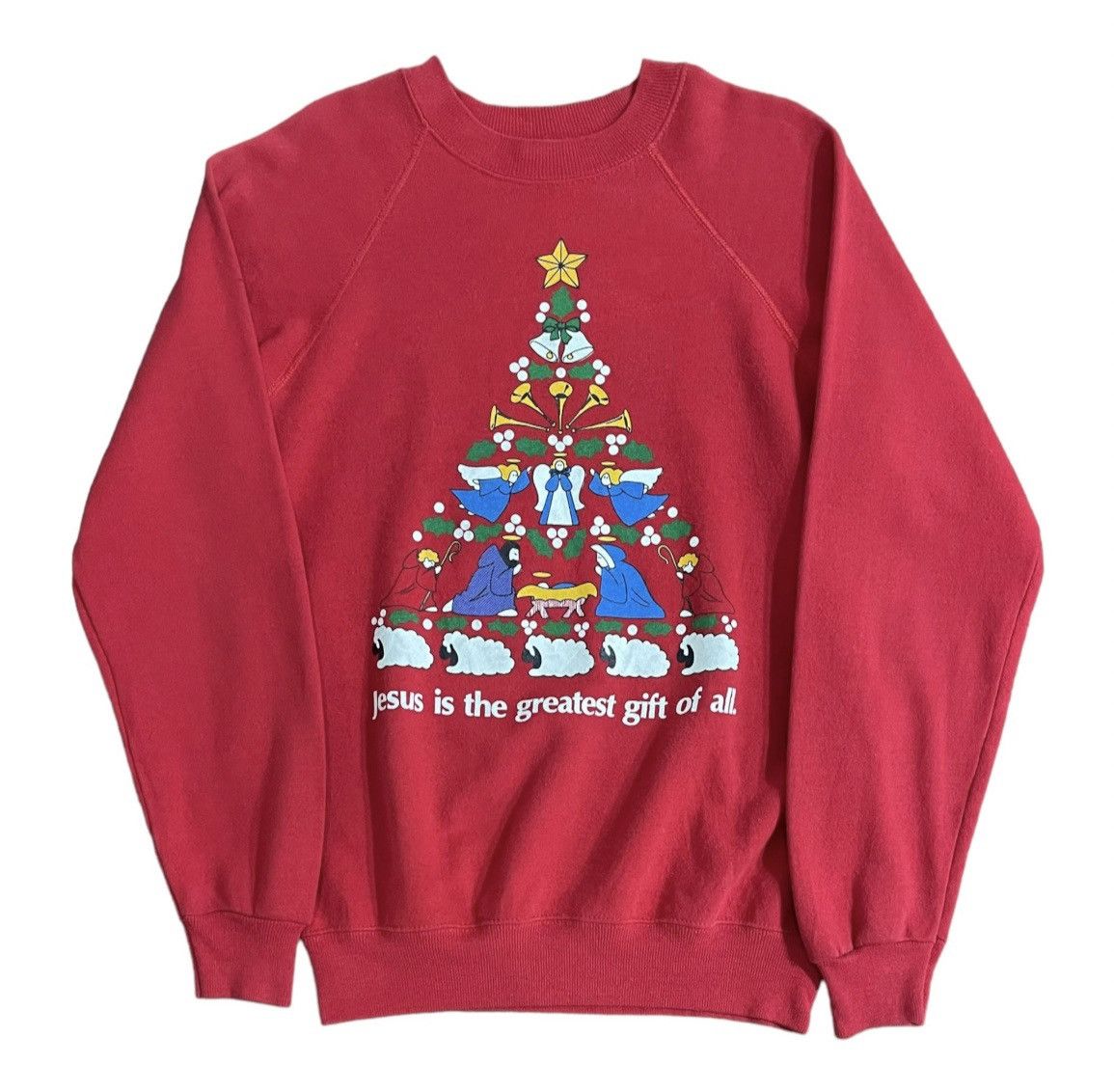 Vintage 80s Vintage Jesus Christmas Sweatshirt Size US M / EU 48-50 / 2 - 1 Thumbnail