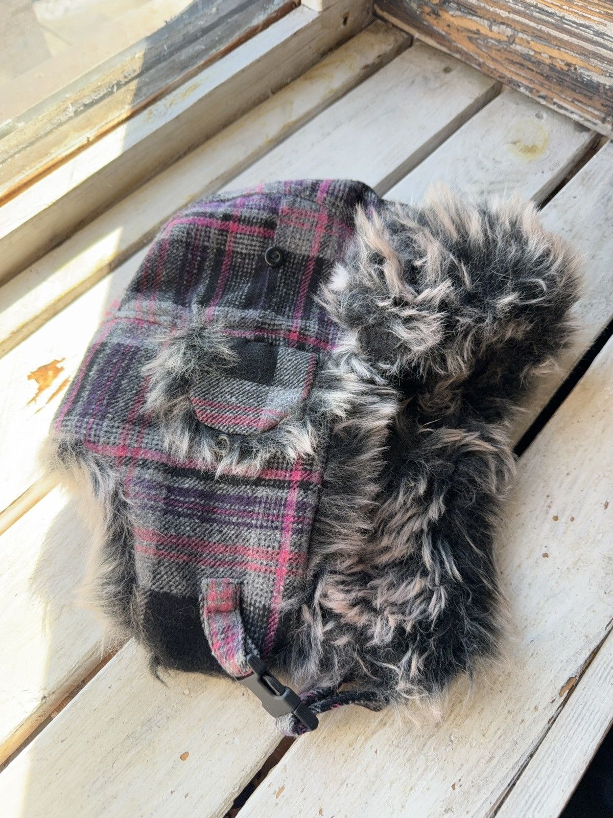 Japanese Brand Y2K Vintage Fuzzy Hat Mohair knit Ushanka Trapper hat retro Size ONE SIZE - 4 Thumbnail