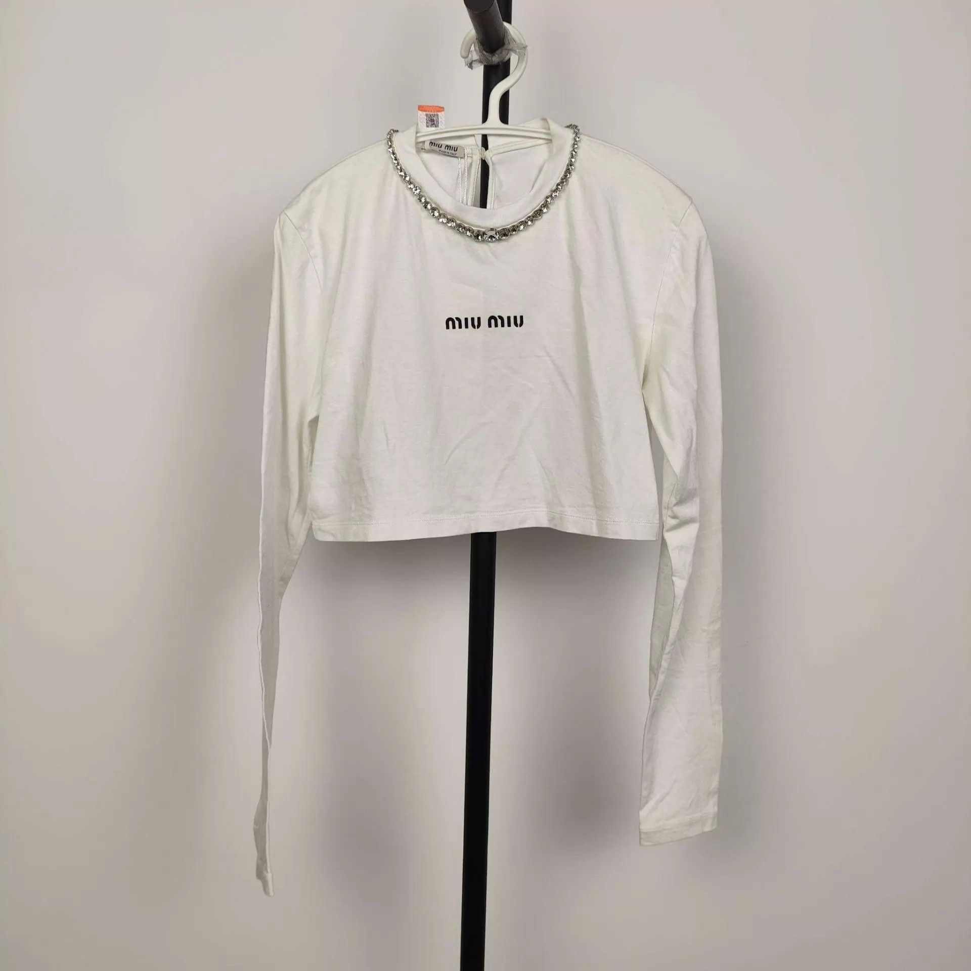 Miu Miu Miu Miu Crystal Long Sleeve White XS Size XS / US 0-2 / IT 36-38 - 1 Thumbnail