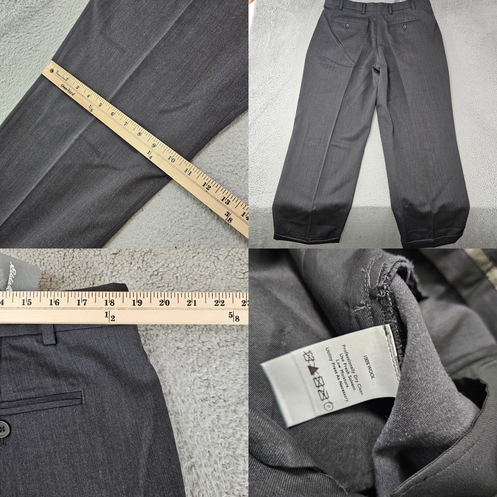 Eddie Bauer VINTAGE Eddie Bauer Pants Mens Baggy 38x29 Charcoal Grey Pleated Cuffed Wool Twill 80s Y2K Chino Relaxed Straight Fall Winter Spring Mens Size US 38 / EU 54 - 8 Thumbnail