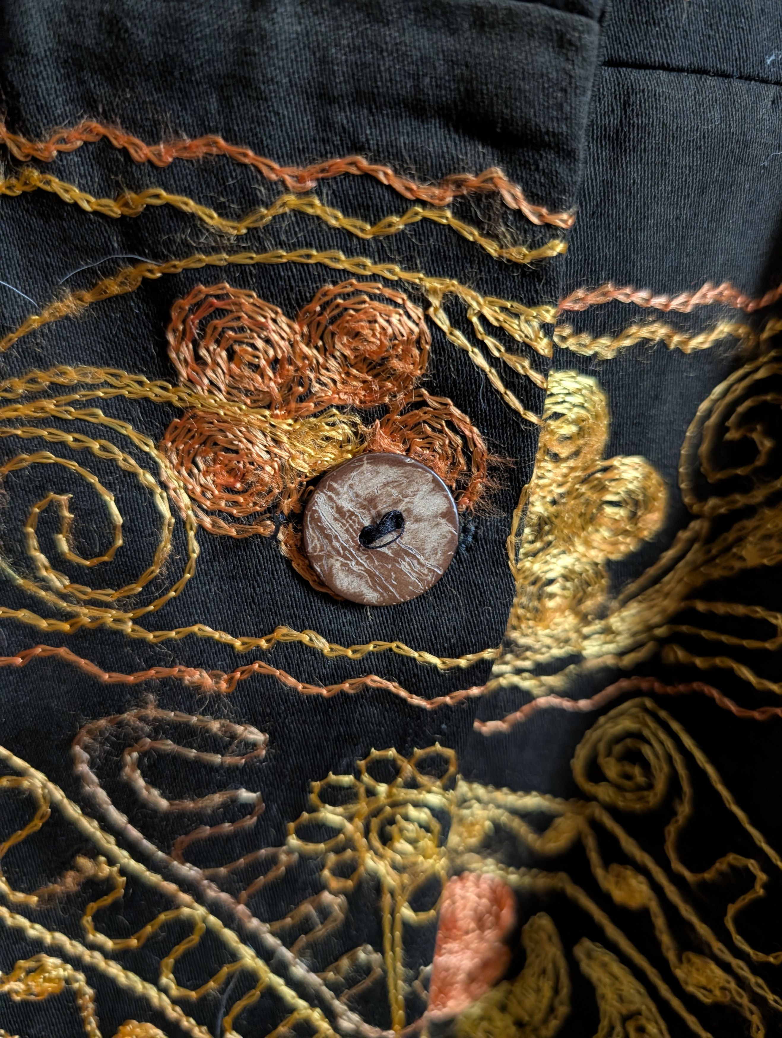 Handmade Uzbekistan handmade chain stitch floral button up jacket Size XL / US 12-14 / IT 48-50 - 7 Thumbnail