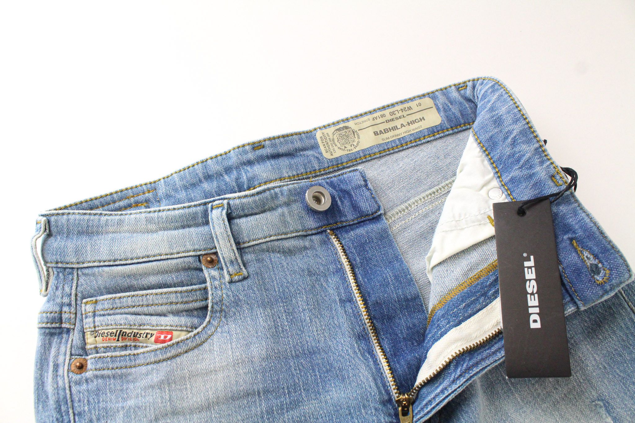 Diesel BABHILA-HIGH 081AF W24/L30 Blue Stretch Jeans 69765 Size 24" / US 00 / IT 34 - 4 Thumbnail
