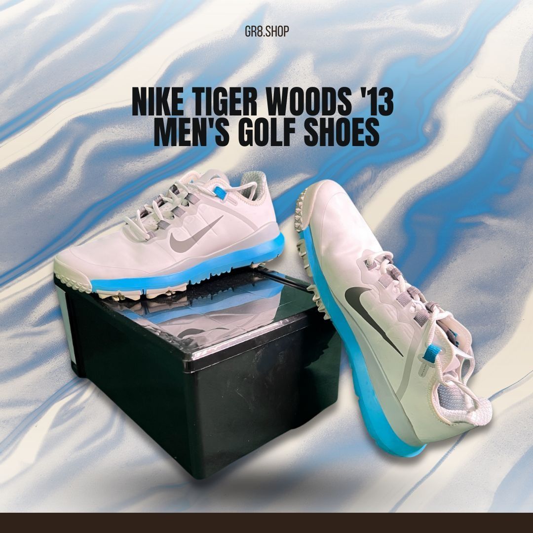 Nike NIKE Tiger Woods 13 Mens Golf Shoes Size 9 White/Blue Lightw Size US 9 / EU 42 - 1 Thumbnail