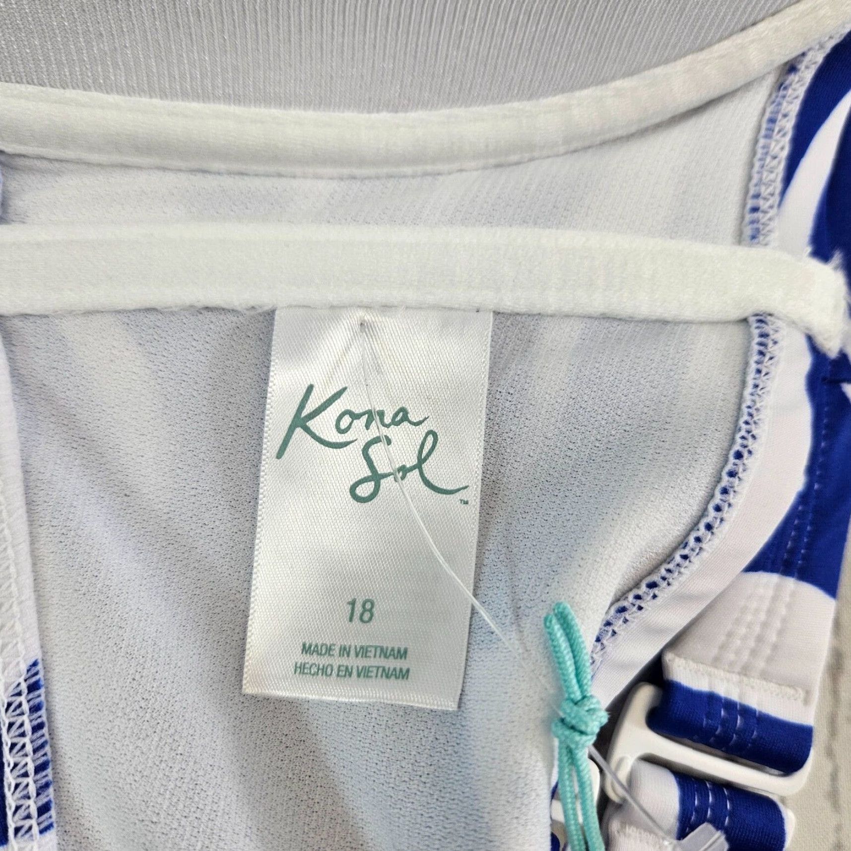 Vintage Kona Sol Bikini Top Womens 18 Blue White Adjustable Straps Top Size XXL / US 16-18 / IT 52-54 - 5 Thumbnail