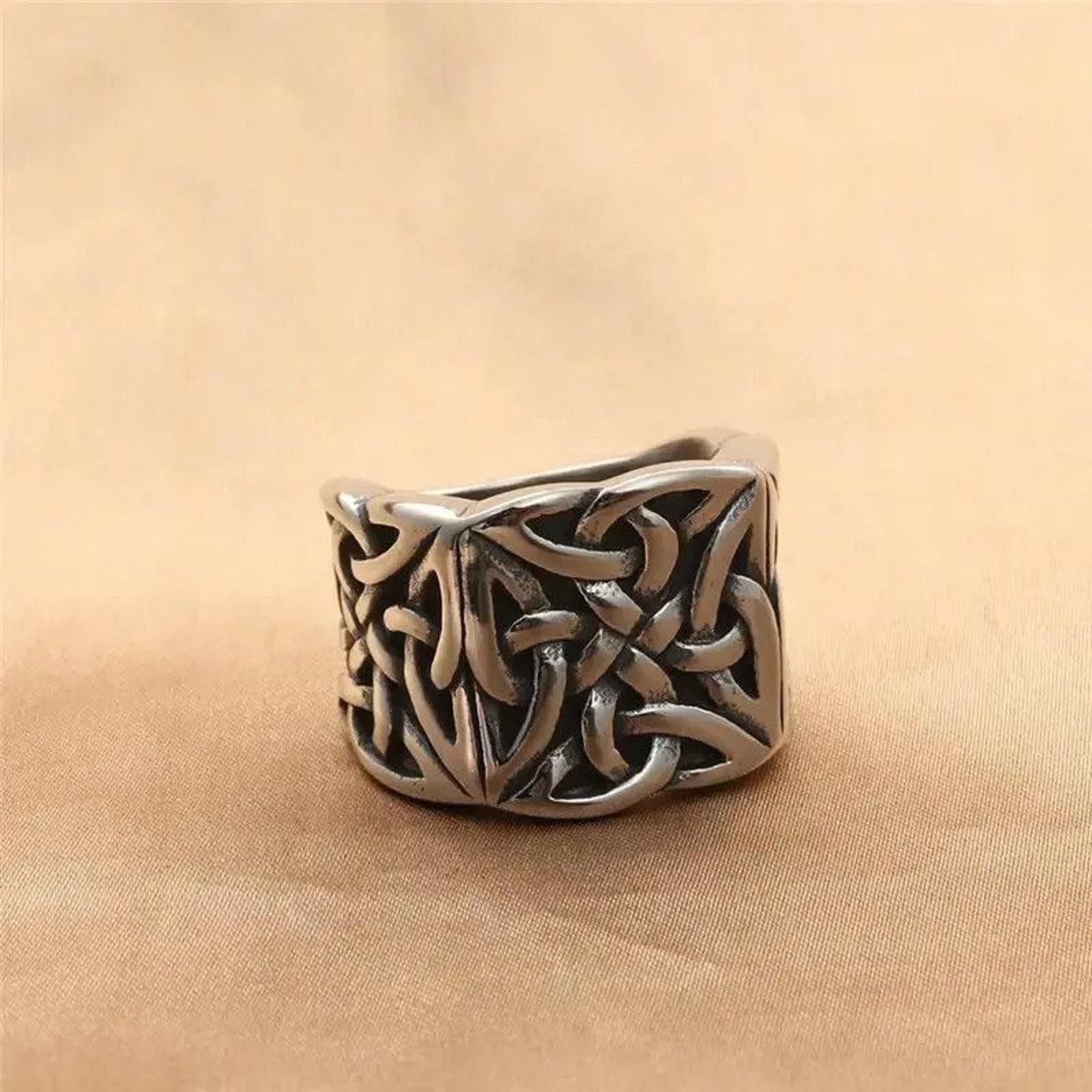 Jewelry Stainless Steel Classic Celtic Totem Square Ring Size ONE SIZE - 4 Thumbnail