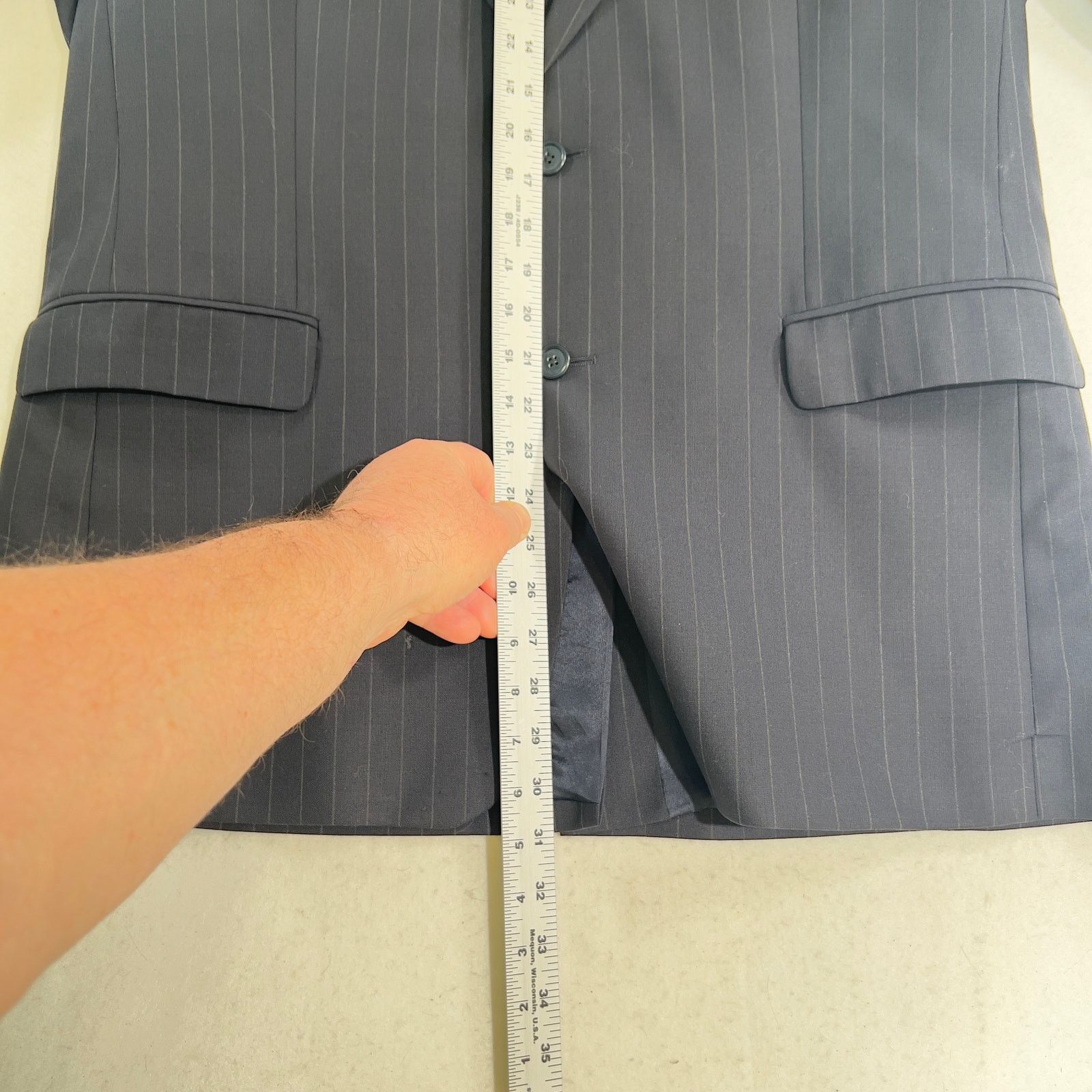 Brooks Brothers Brooks Brothers 346 Pin Stripe Suit SZ 43R Classic Blue Wool Size 42R - 12 Thumbnail