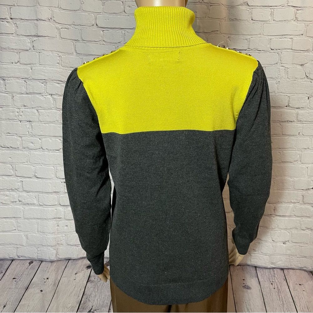 Joseph NWT New Joseph A. Grey Olive Colorblock Knit Pullover Turtl Size S / US 4 / IT 40 - 3 Thumbnail