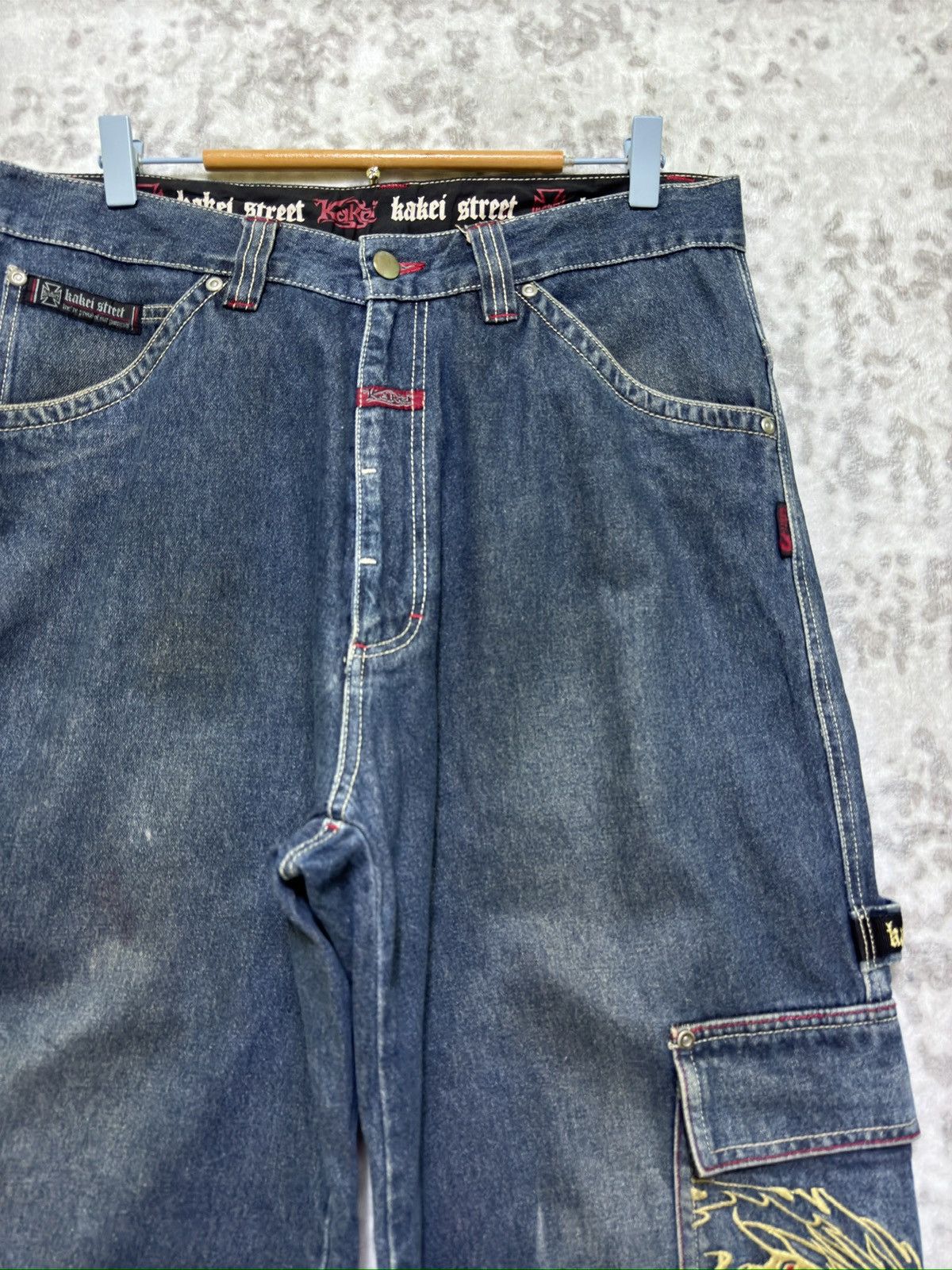 Japanese Brand Y2k Kakei Street Baggy Carpenter Denim Dragon Embroidery Size US 32 / EU 48 - 5 Thumbnail