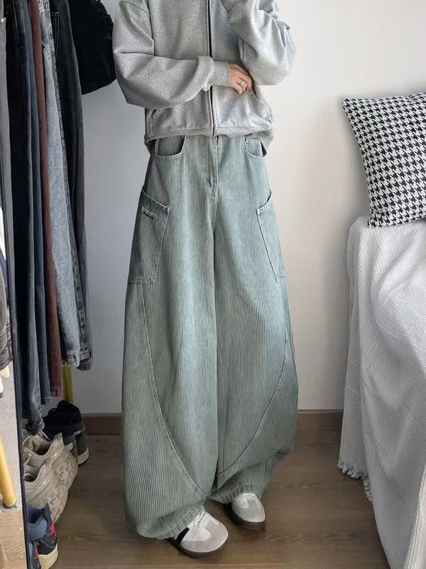 Japanese Brand × Jean Blue street washed vintage vertical striped scimitar jeans Size US 32 / EU 48 - 4 Thumbnail
