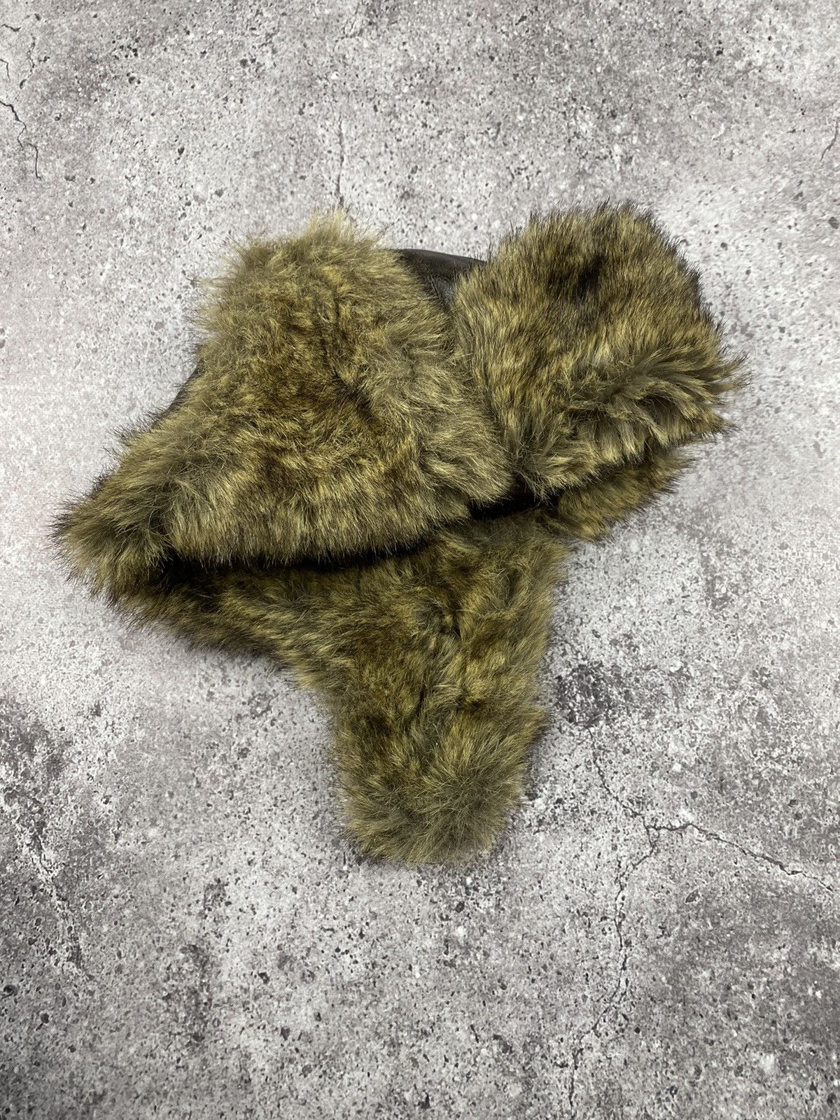 Vintage CRAZY Y2K CYBER Fuzzy Leather Mohair Vintage Ushanka Hat Size ONE SIZE - 2 Thumbnail